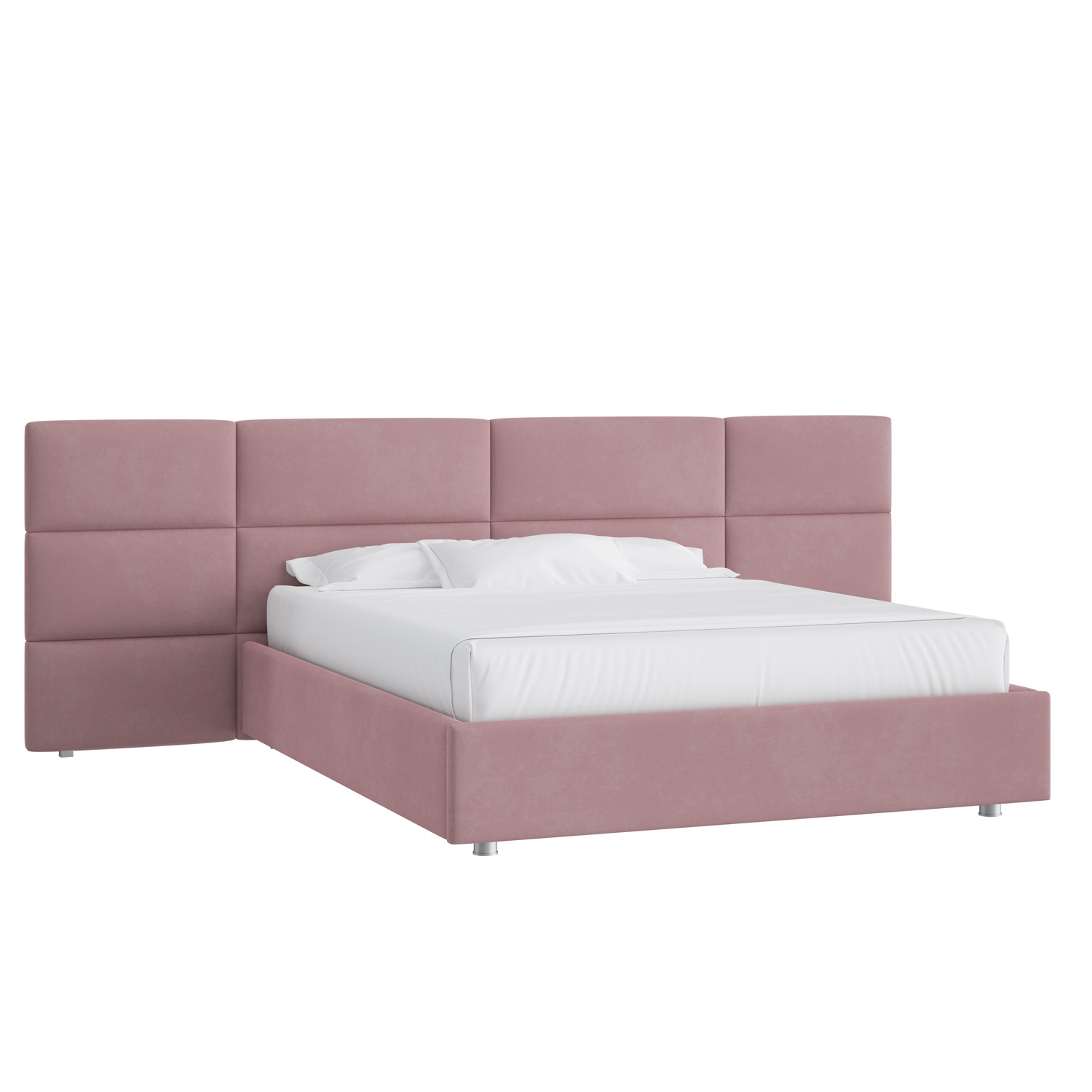 Кровать Тренд большое изголовье 160х200 Микровелюр Инфинити 12 розовый