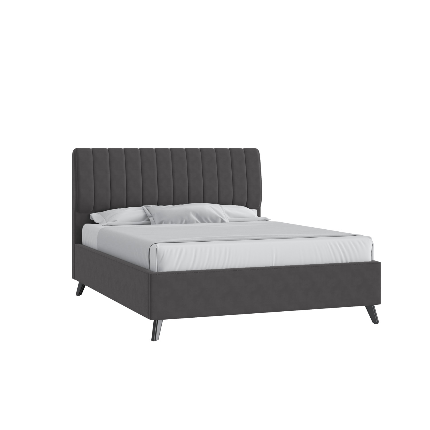 Кровать Танго 160х200 Микровелюр Инфинити 02 темно-серый на высоких опорах