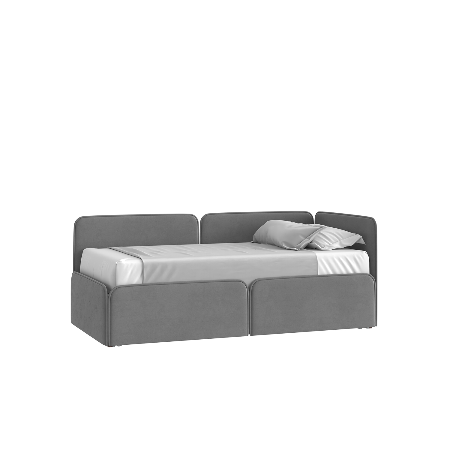 Кровать Тетрис 90х190 Микровелюр Инфинити 01 серый с подъемным механизмом