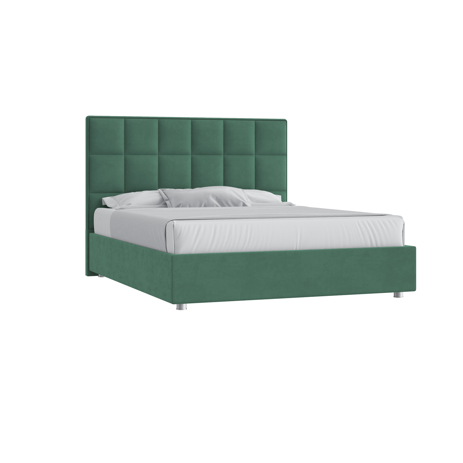 Кровать Квадро 140х200 Микровелюр Фиеста 22 малахит с подъемным механизмом