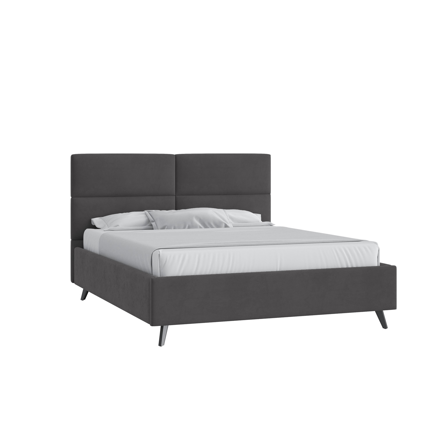 Кровать Тренд малое изголовье 160х200 Микровелюр Инфинити 02 темно-серый с высокими опорами
