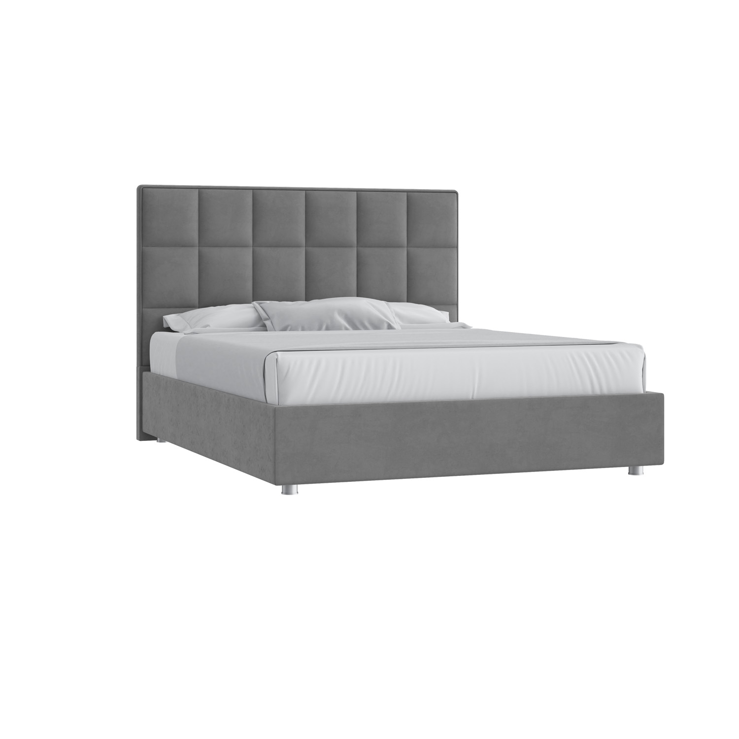 Кровать Квадро 140х190 Микровелюр Инфинити 01 серый с подъемным механизмом