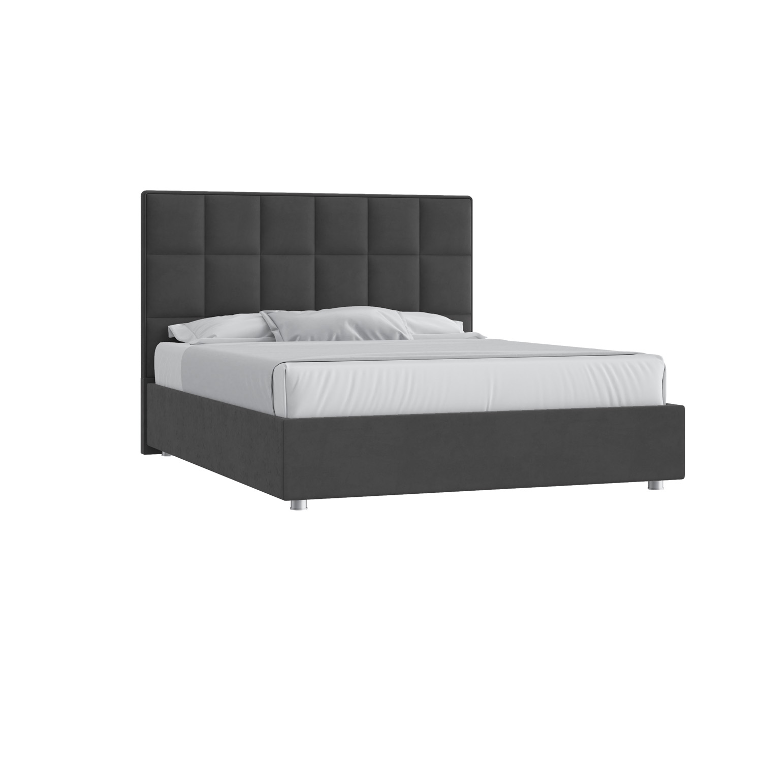 Кровать Квадро 160х200 Велюр Гелакси 011 серо-стальной с подъемным механизмом