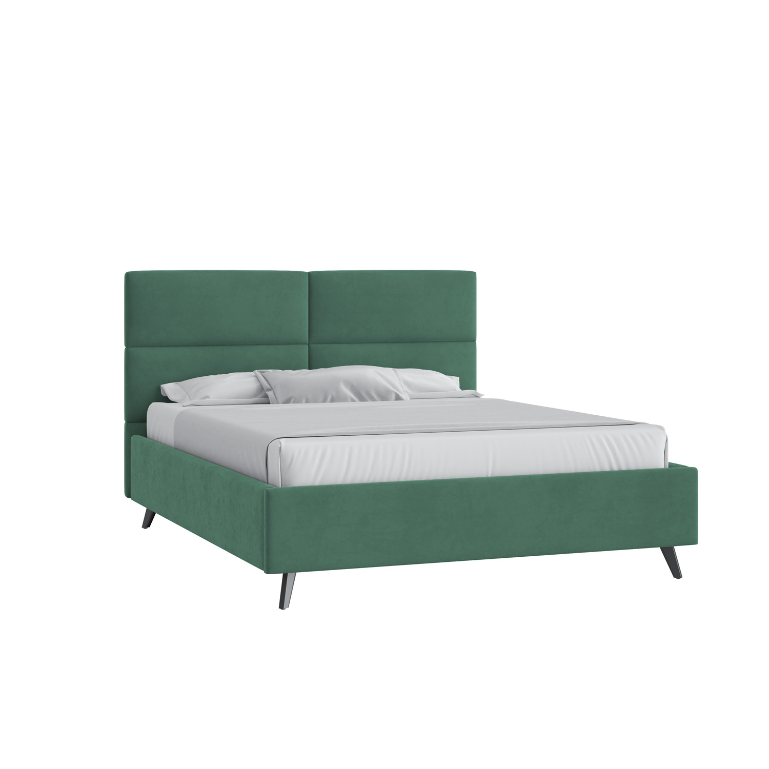 Кровать Тренд малое изголовье 160х200 Микровелюр Фиеста 22 малахит с подъемным механизмом с высокими опорами