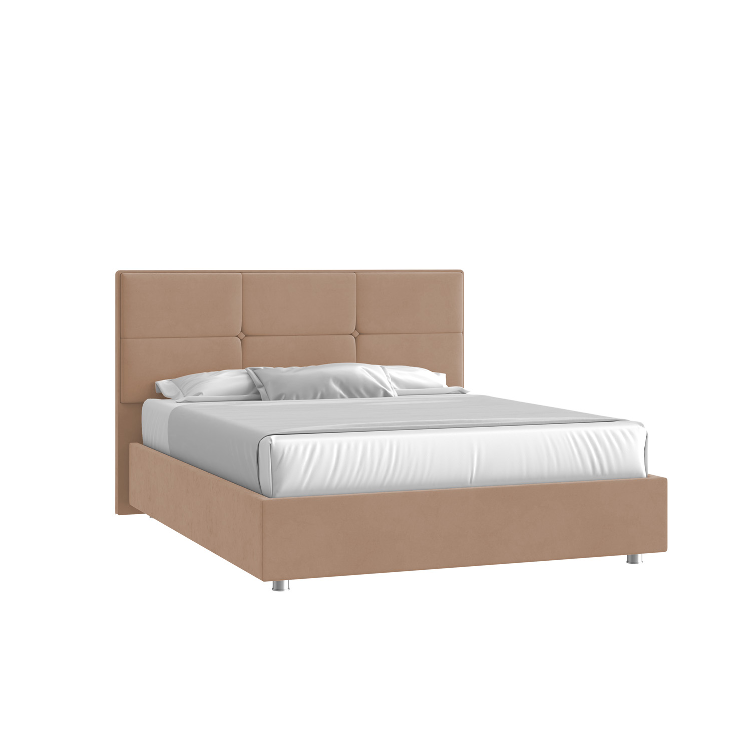 Кровать Мюнхен 160х200 Велюр Гелакси 605 бежевый с подъемным механизмом на низких опорах
