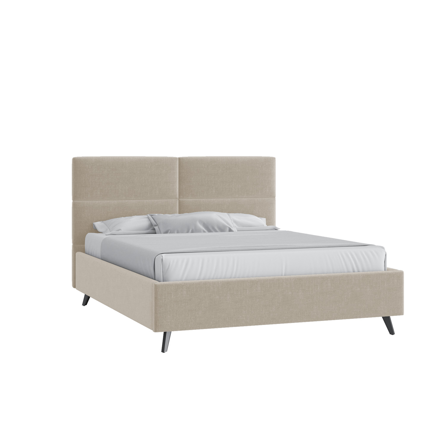 Кровать Тренд малое изголовье 160х200 Микровелюр Каприз 06 бежевый с высокими опорами