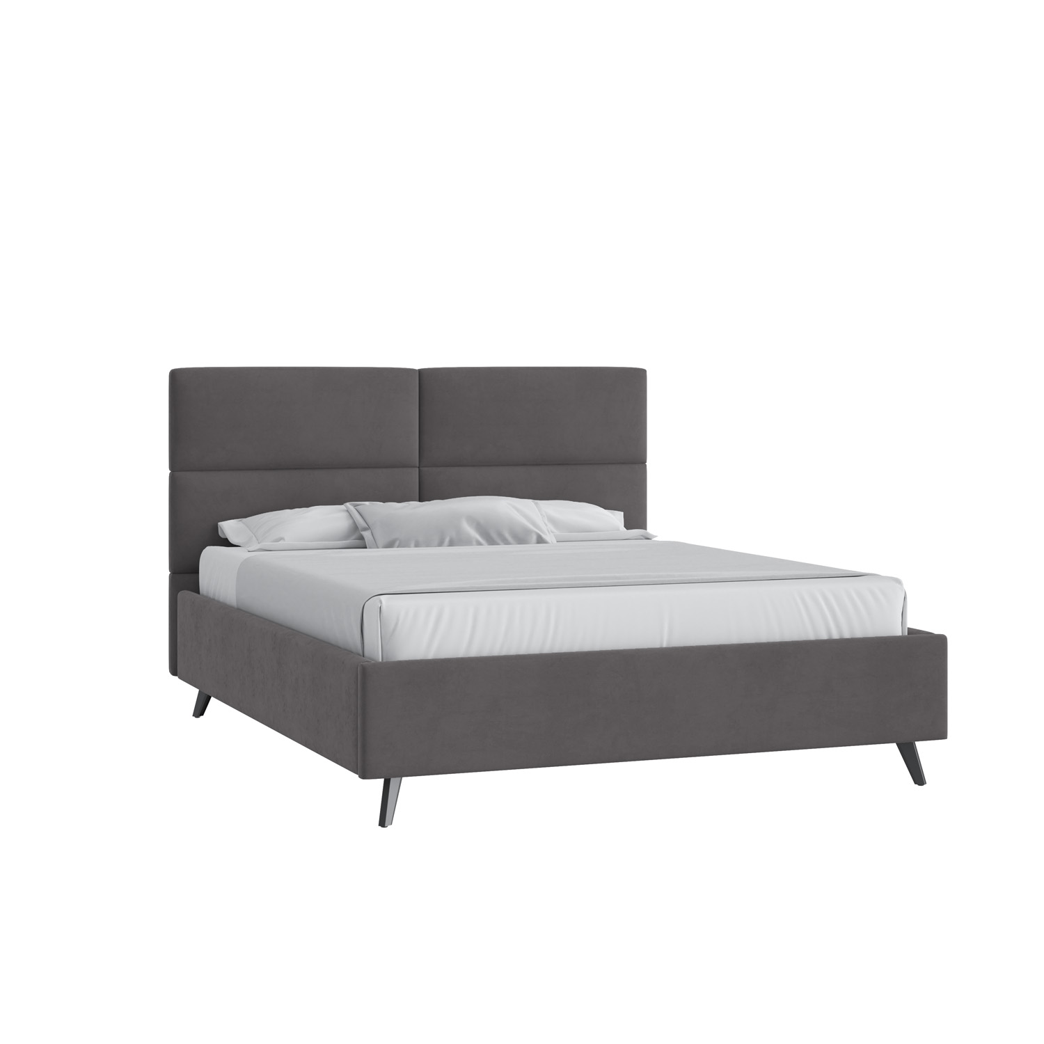 Кровать Тренд малое изголовье 160х200 Микровелюр Фиеста 13 темно-серый с подъемным механизмом с высокими опорами