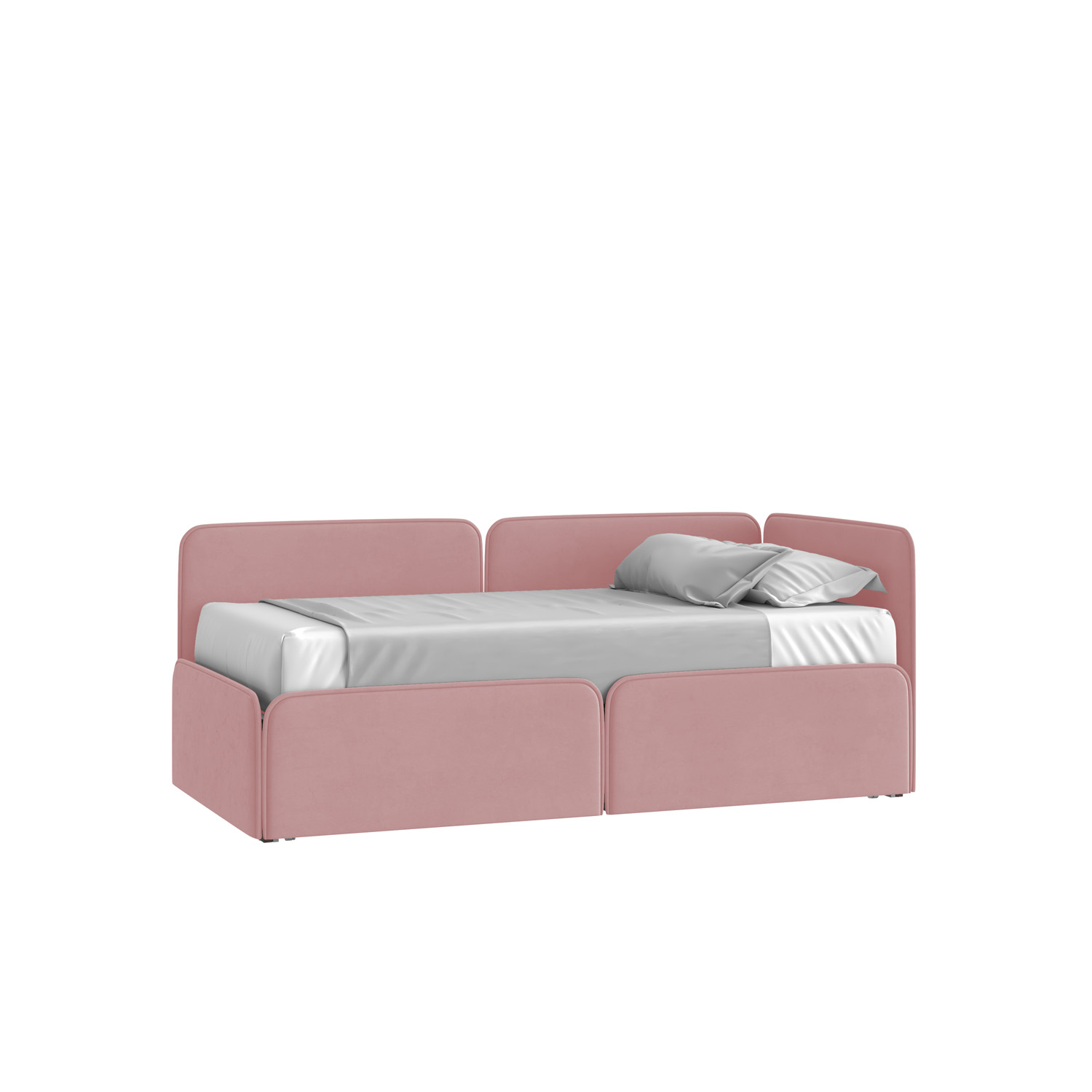 Кровать Тетрис 90х190 Микровелюр Инфинити 12 розовый