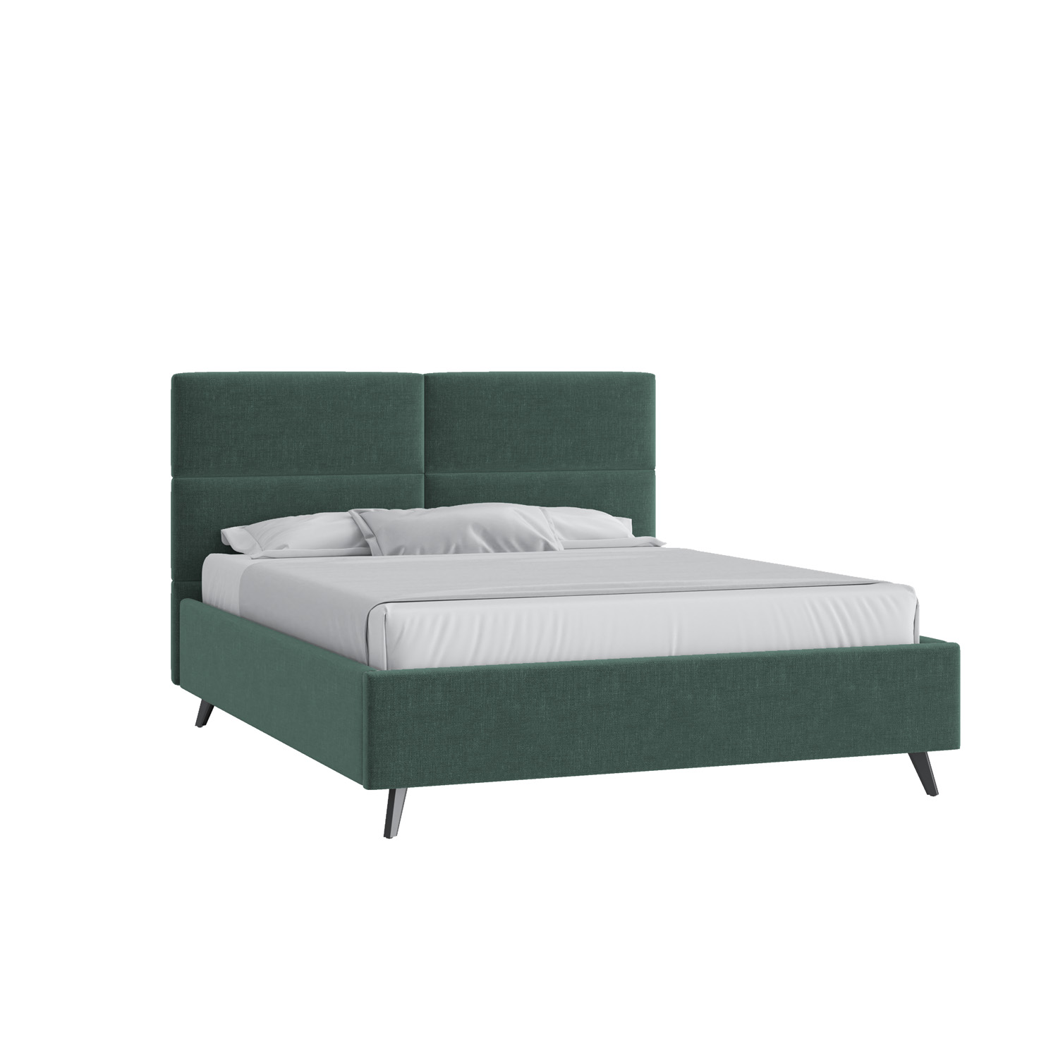 Кровать Тренд малое изголовье 160х200 Микровелюр Каприз 37 зеленый с высокими опорами