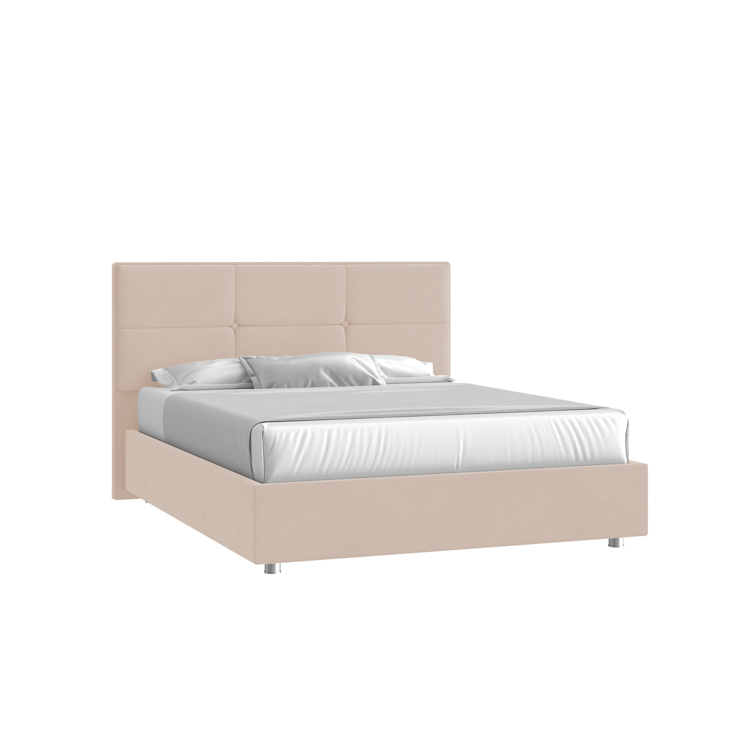 Кровать Мюнхен 160х200 Велюр Гелакси 602 кремовый с подъемным механизмом на низких опорах