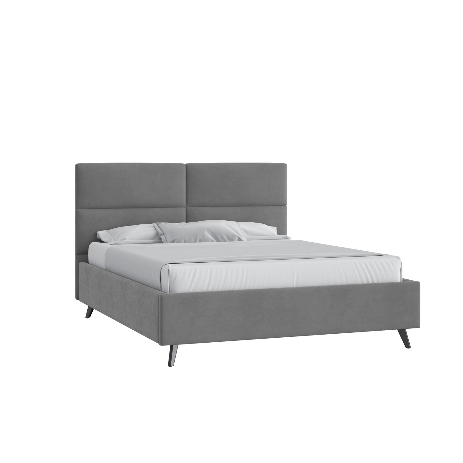 Кровать Тренд малое изголовье 160х200 Микровелюр Инфинити 01 серый с высокими опорами