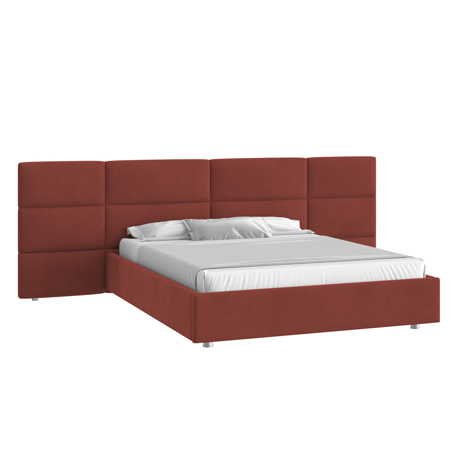 Кровать Тренд большое изголовье 160х200 Велюр Гелакси Плюс 41 Кирпичный