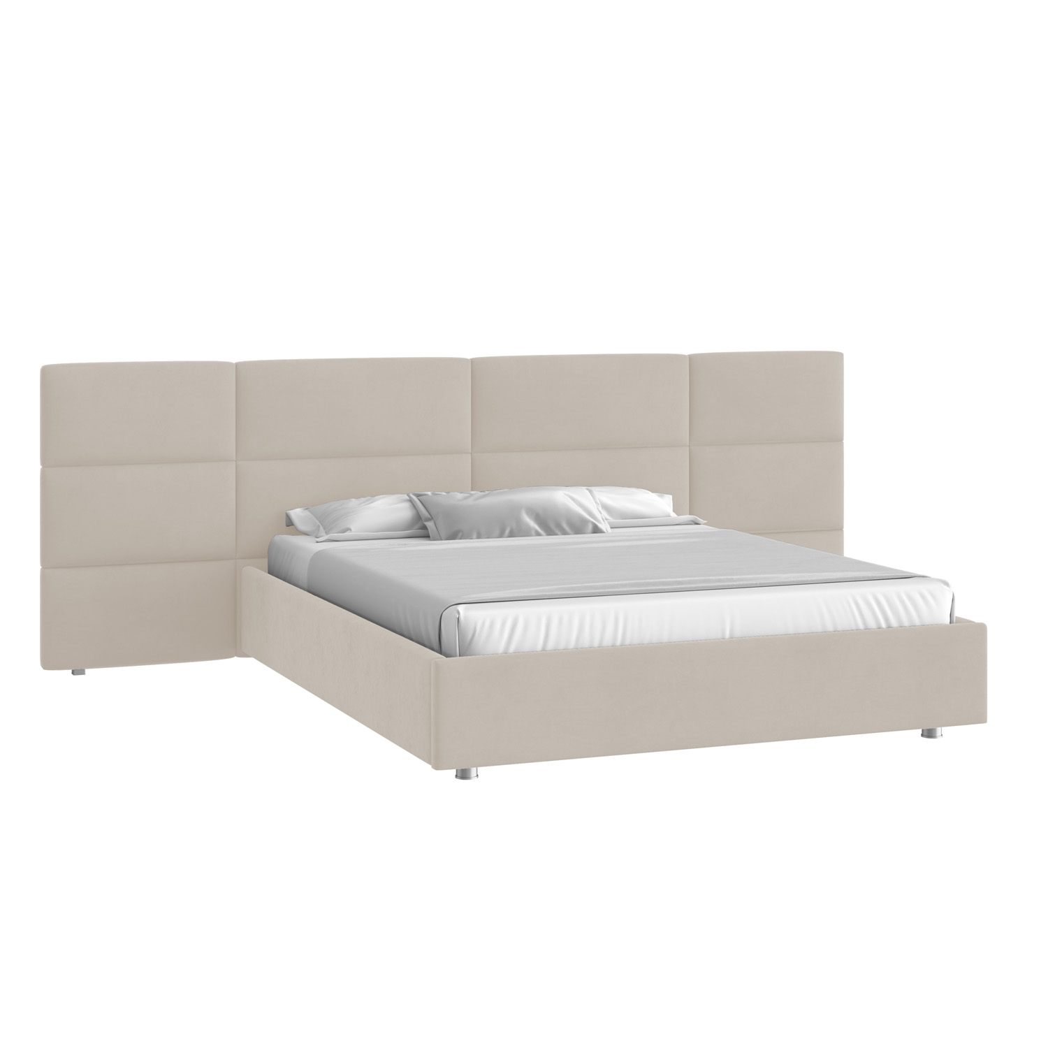 Кровать Тренд большое изголовье 160х200 Микровелюр Фиеста 02 слоновая кость