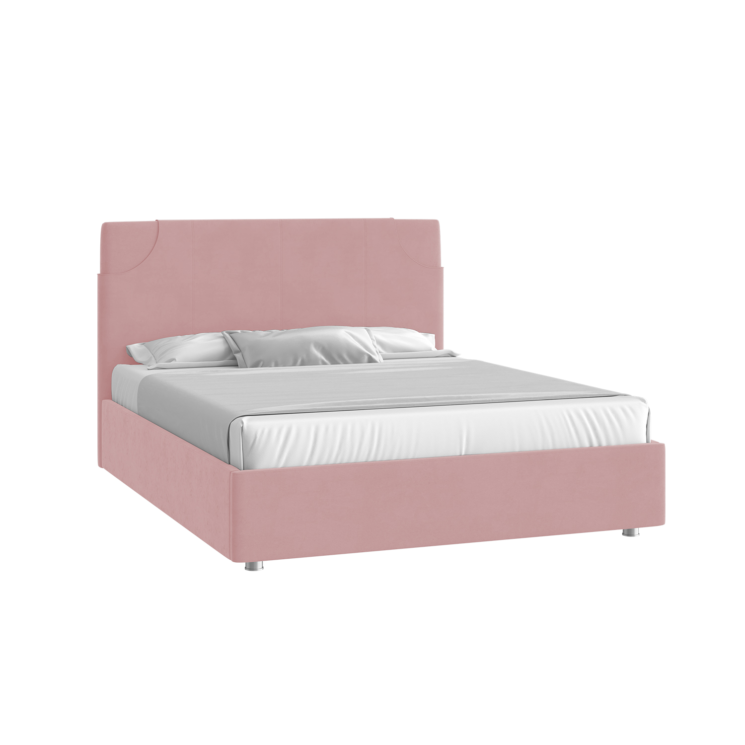 Кровать Денди 160х200 Микровелюр Инфинити 12 розовый с подъемным механизмом