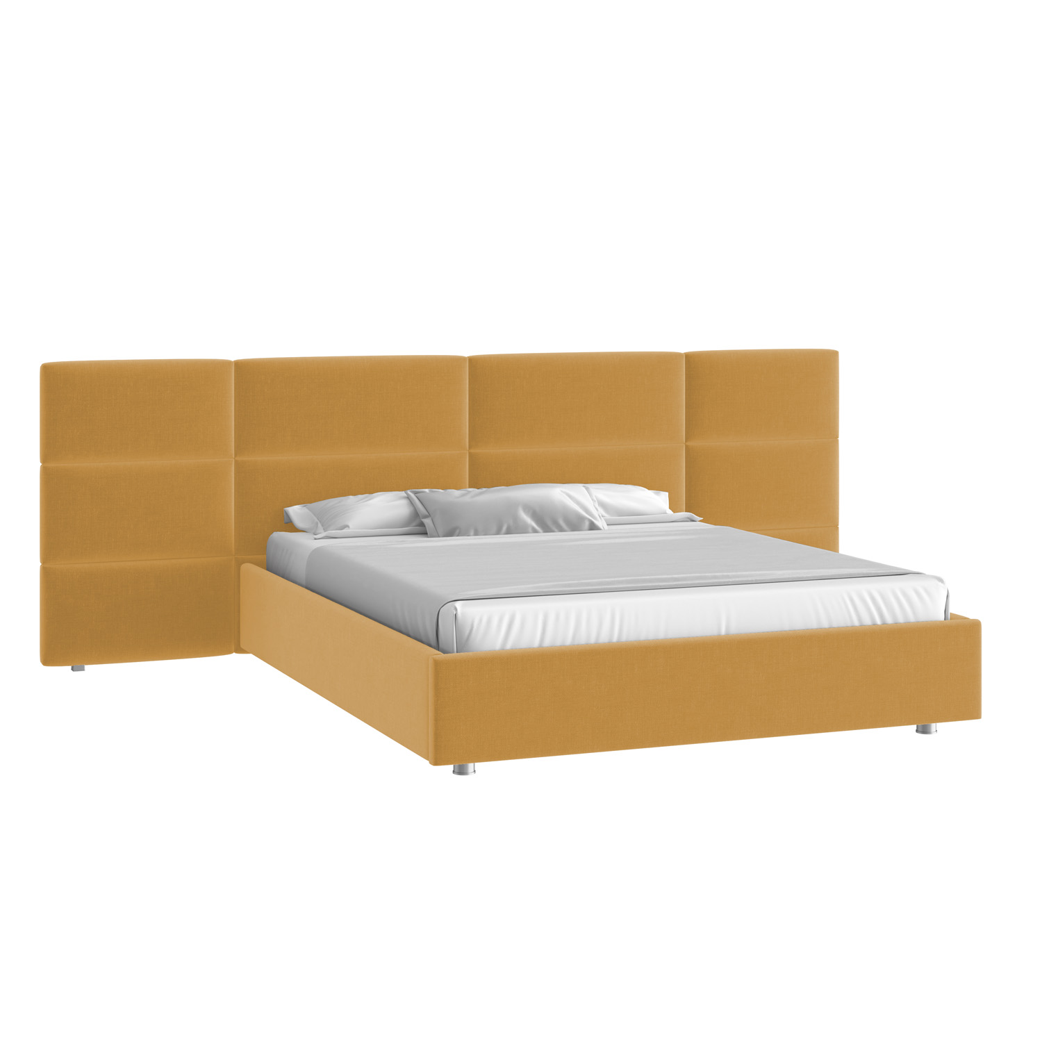 Кровать Тренд большое изголовье 160х200 Микровелюр Каприз 48 горчичный