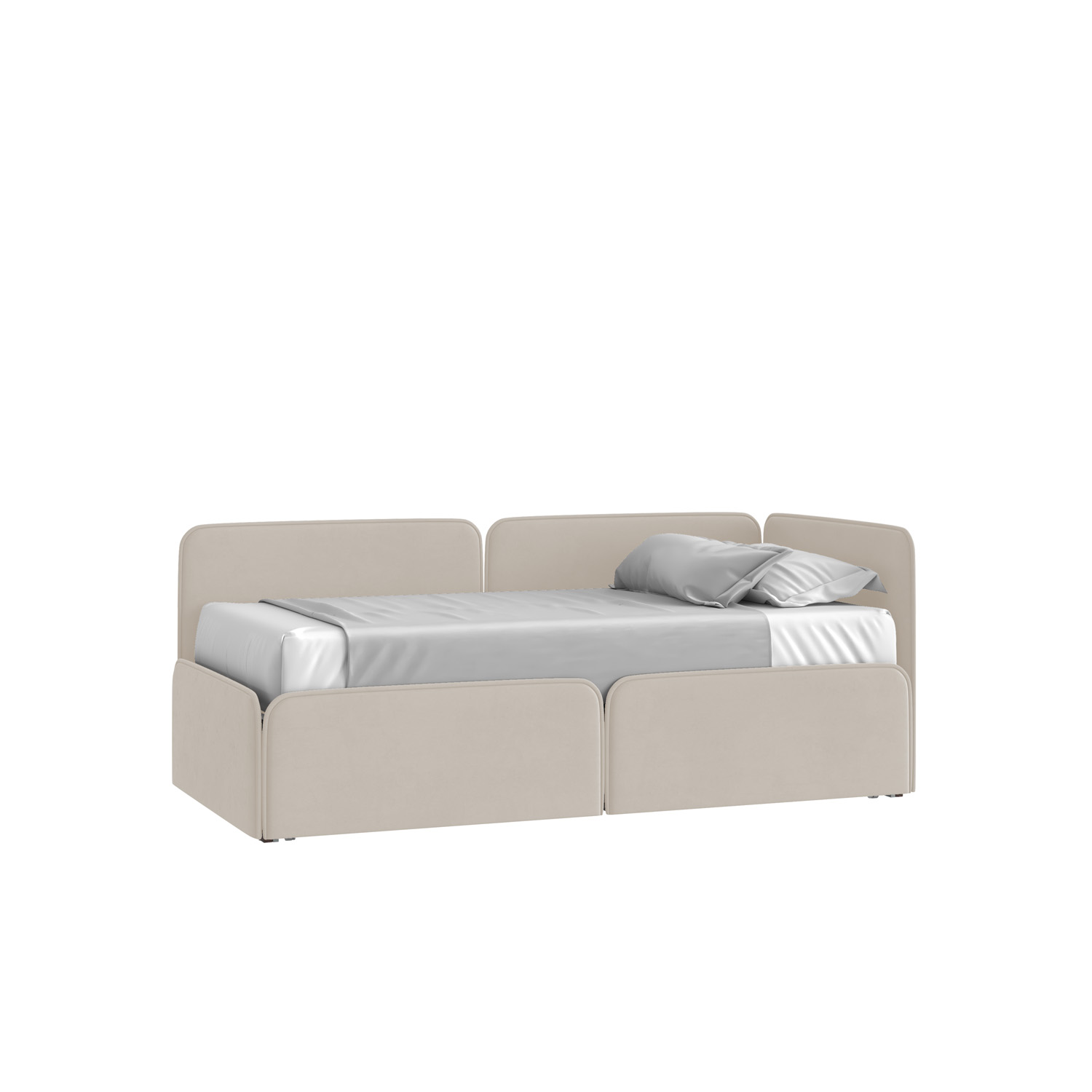 Кровать Тетрис 90х190 Микровелюр Фиеста 02 слоновая кость