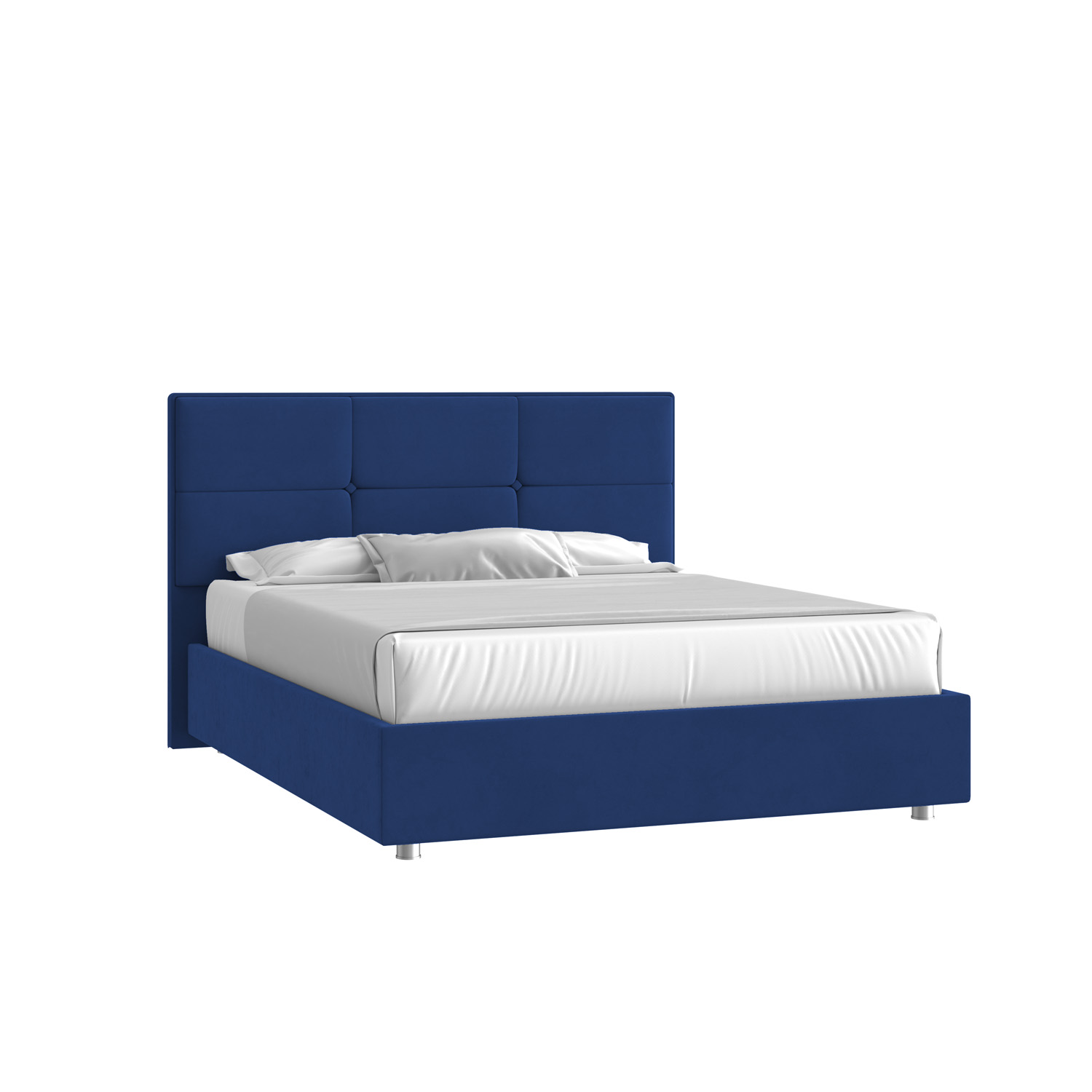 Кровать Мюнхен 160х200 Микровелюр Инфинити 09 синий на низких опорах