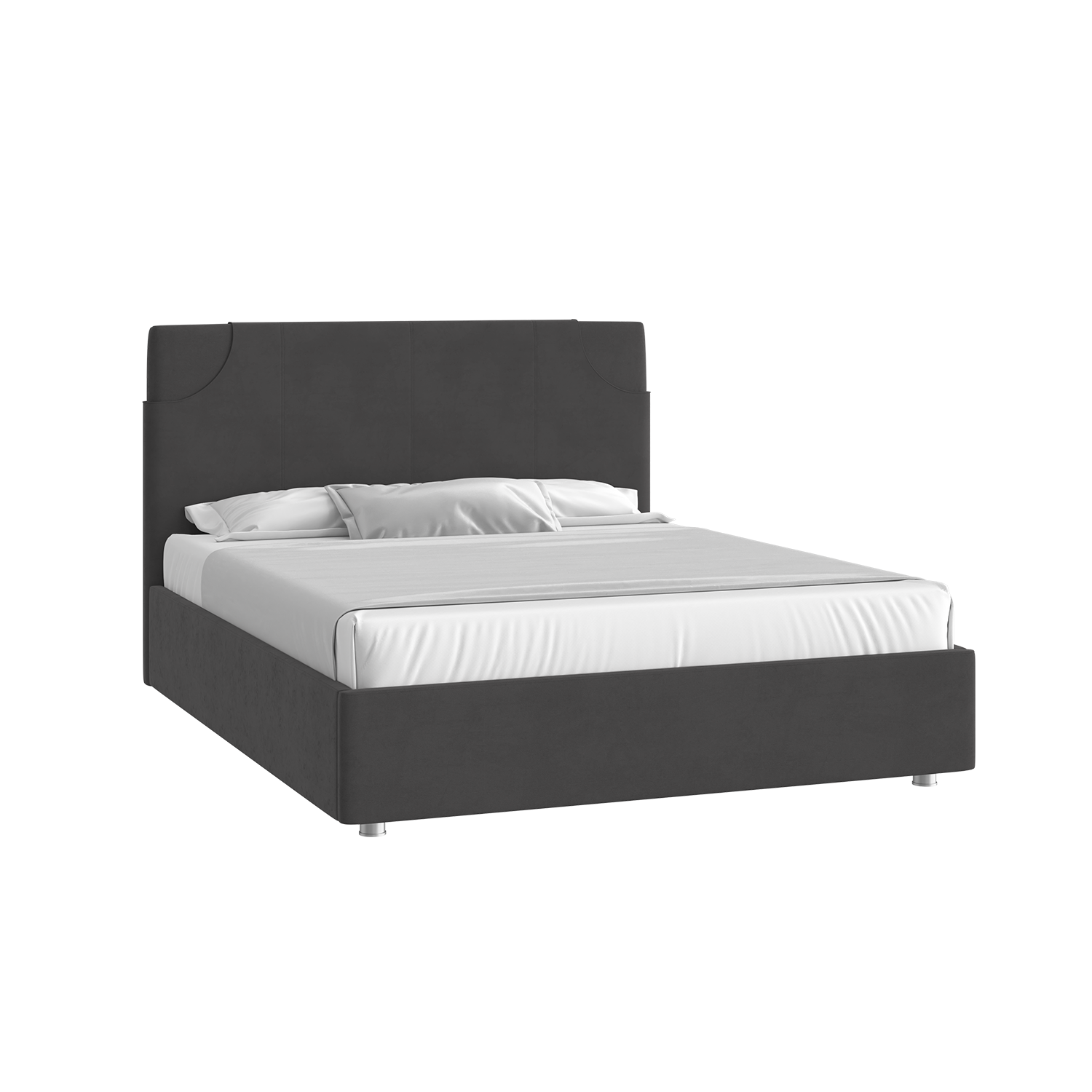 Кровать Денди 160х200 Велюр Гелакси 011 серо-стальной