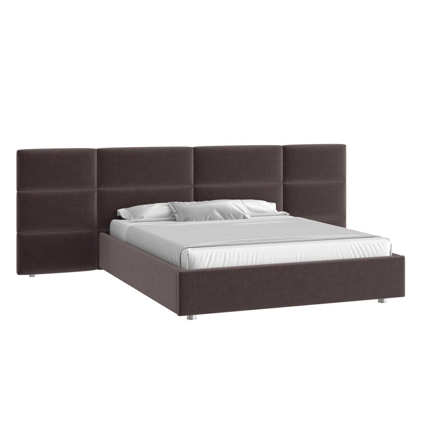 Кровать Тренд большое изголовье 160х200 Микровелюр Каприз 20 какао