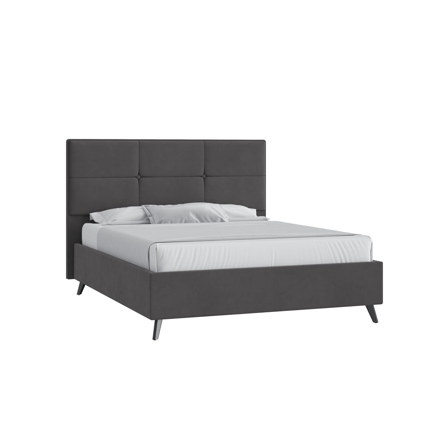 Кровать Мюнхен 160х200 Микровелюр Инфинити 02 темно-серый высокие опоры