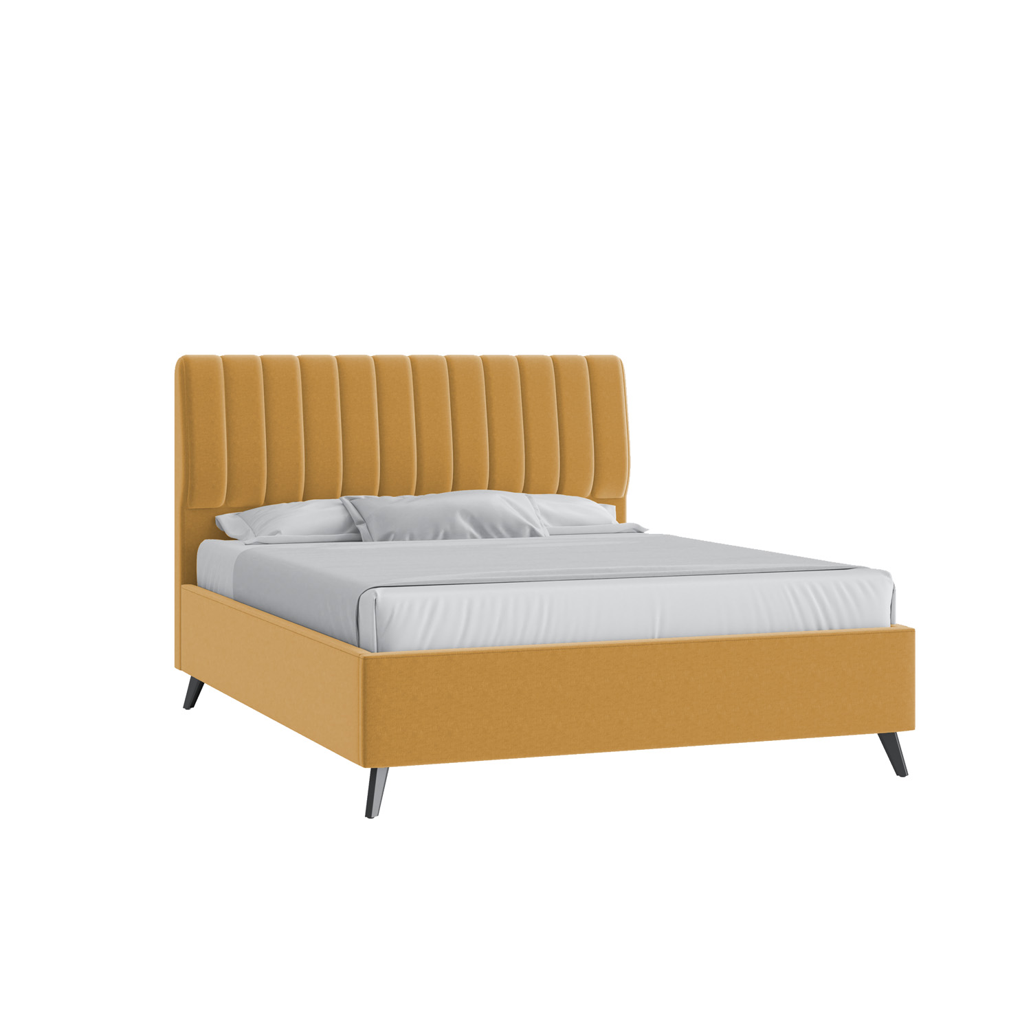Кровать Танго 160х200 Микровелюр Каприз 48 горчичный на высоких опорах