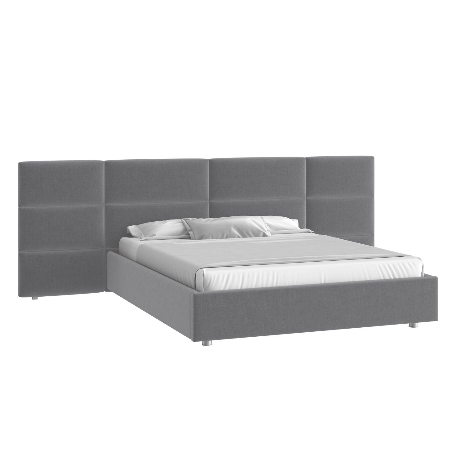 Кровать Тренд большое изголовье 160х200 Микровелюр Каприз 90 серый