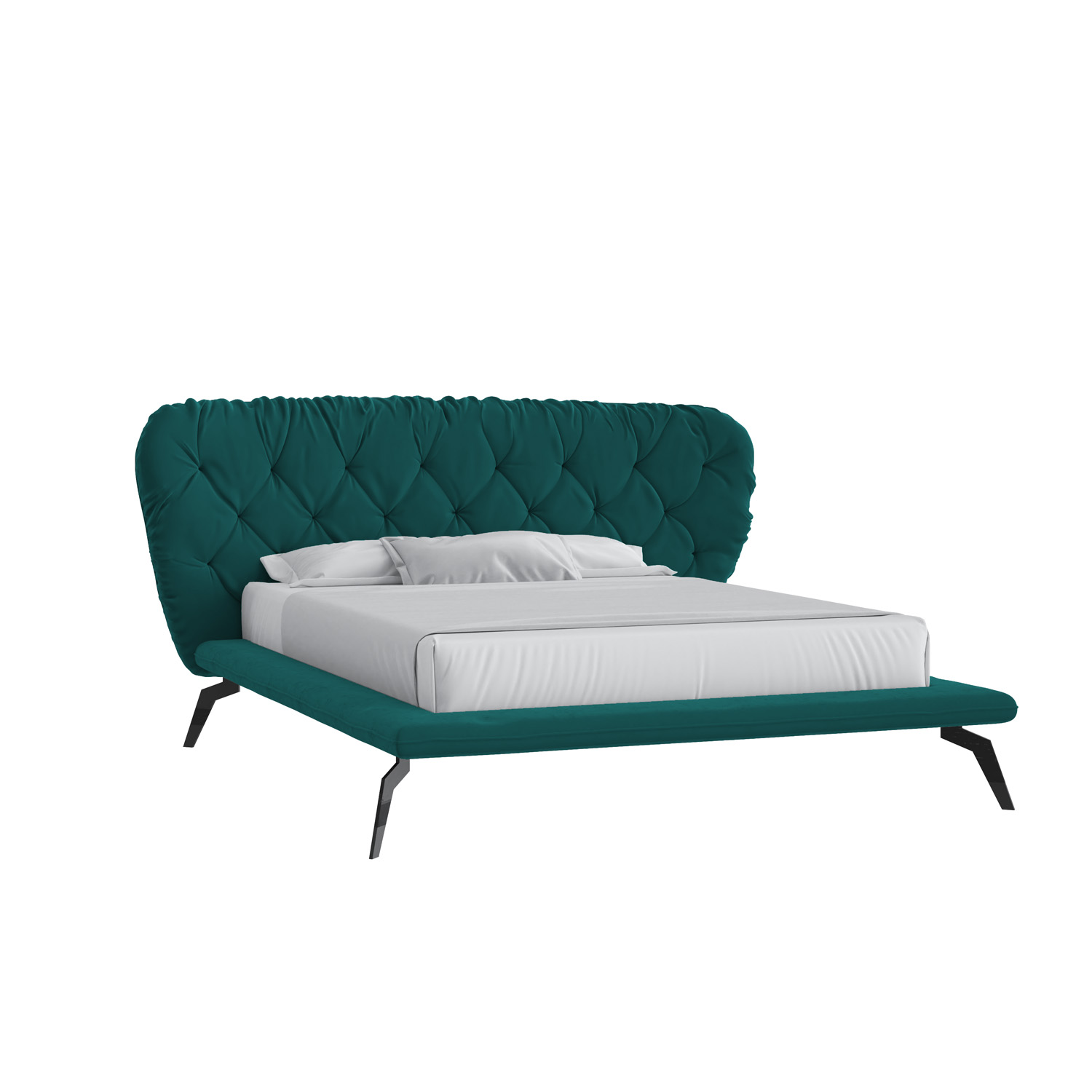 Кровать Фиджи 140х200 Микровелюр Инфинити 10 изумрудный