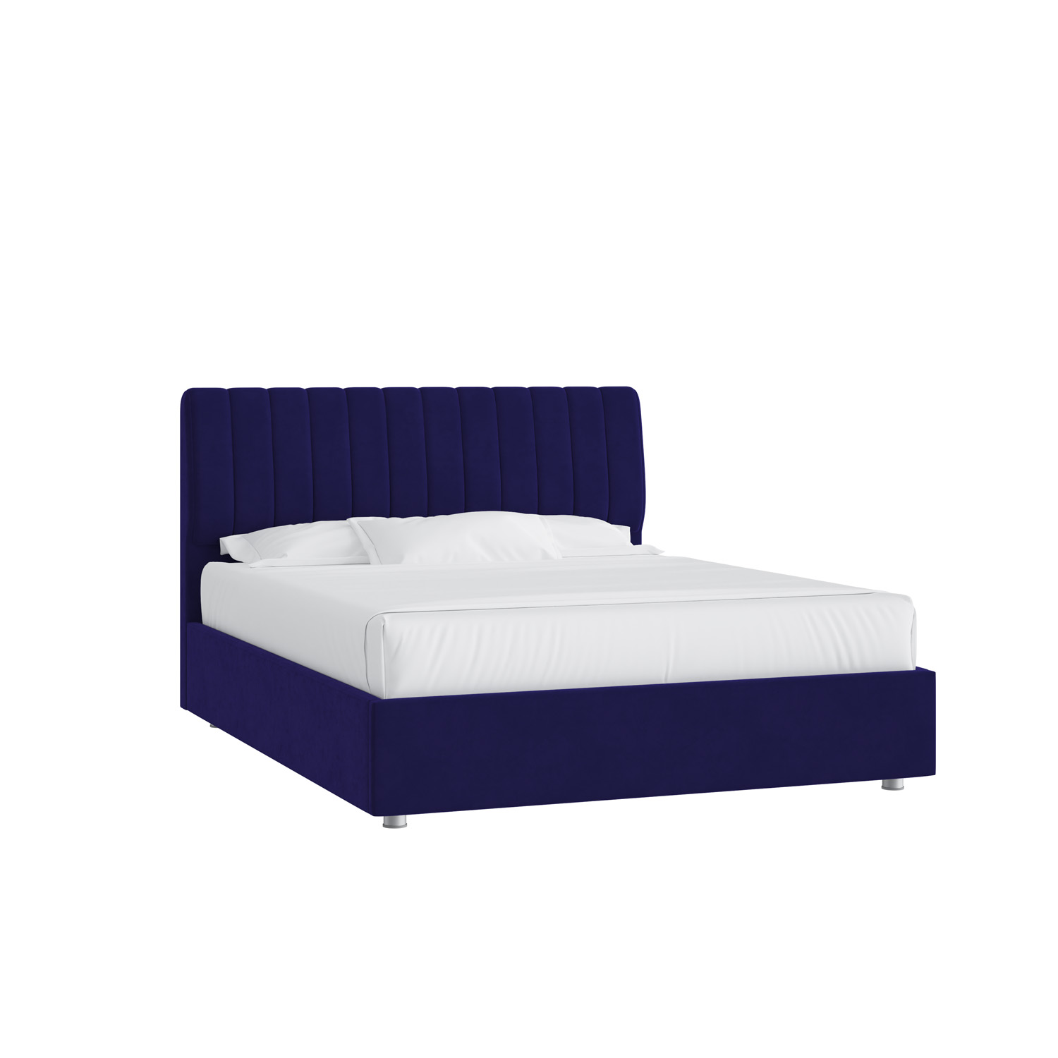 Кровать Танго 160х200 Микровелюр Инфинити 09 синий с низкими опорами