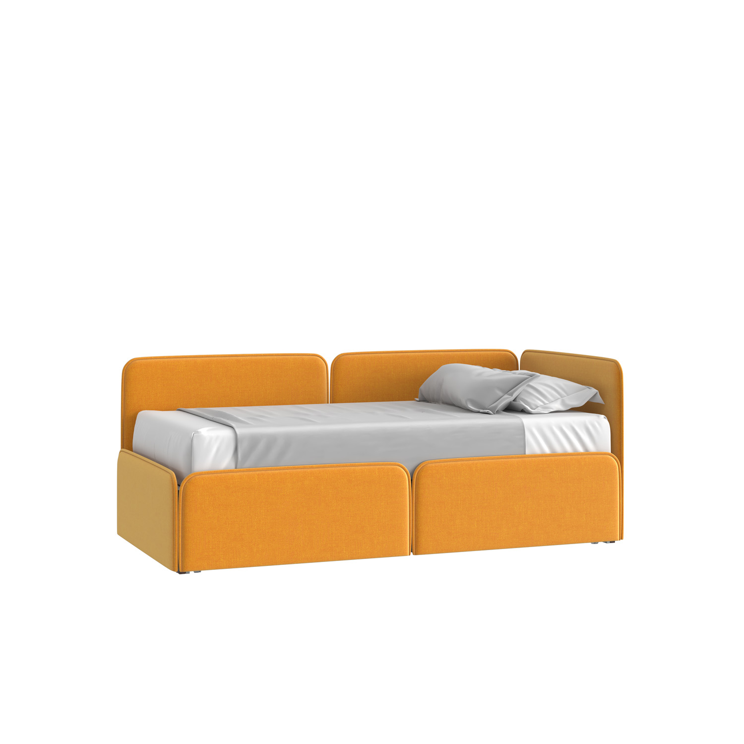 Кровать Тетрис 90х190 Микровелюр Каприз 48 горчичный