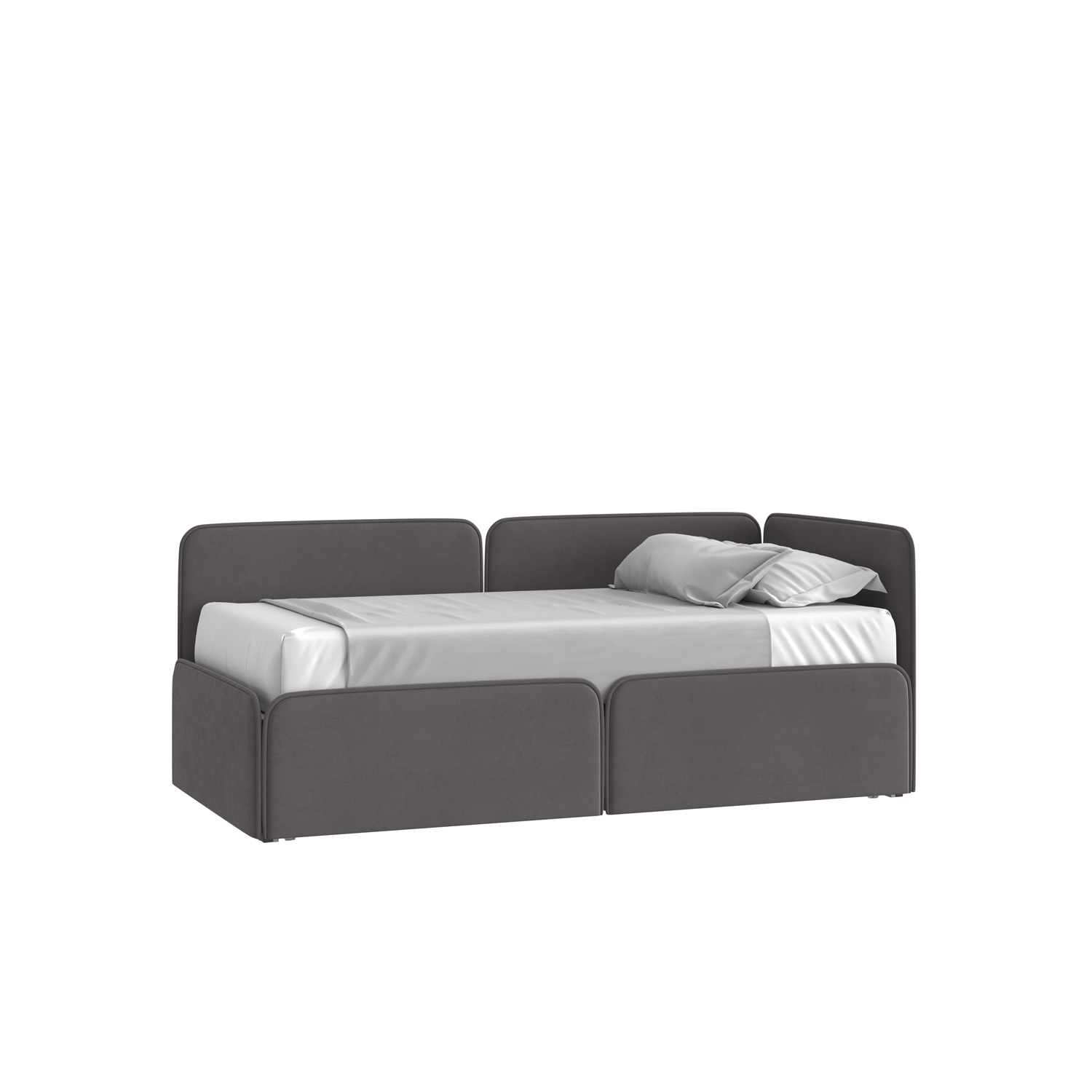 Кровать Тетрис 90х190 Микровелюр Фиеста 13 темно-серый