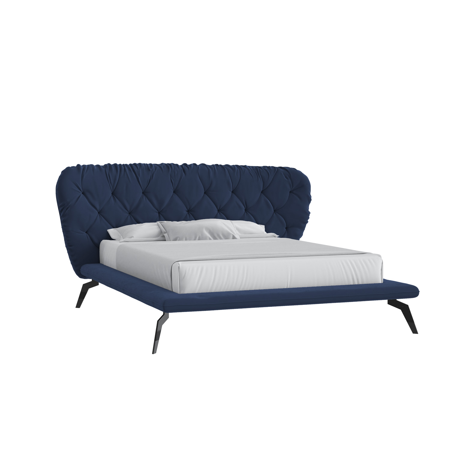 Кровать Фиджи 160х200 Микровелюр Инфинити 09 синий