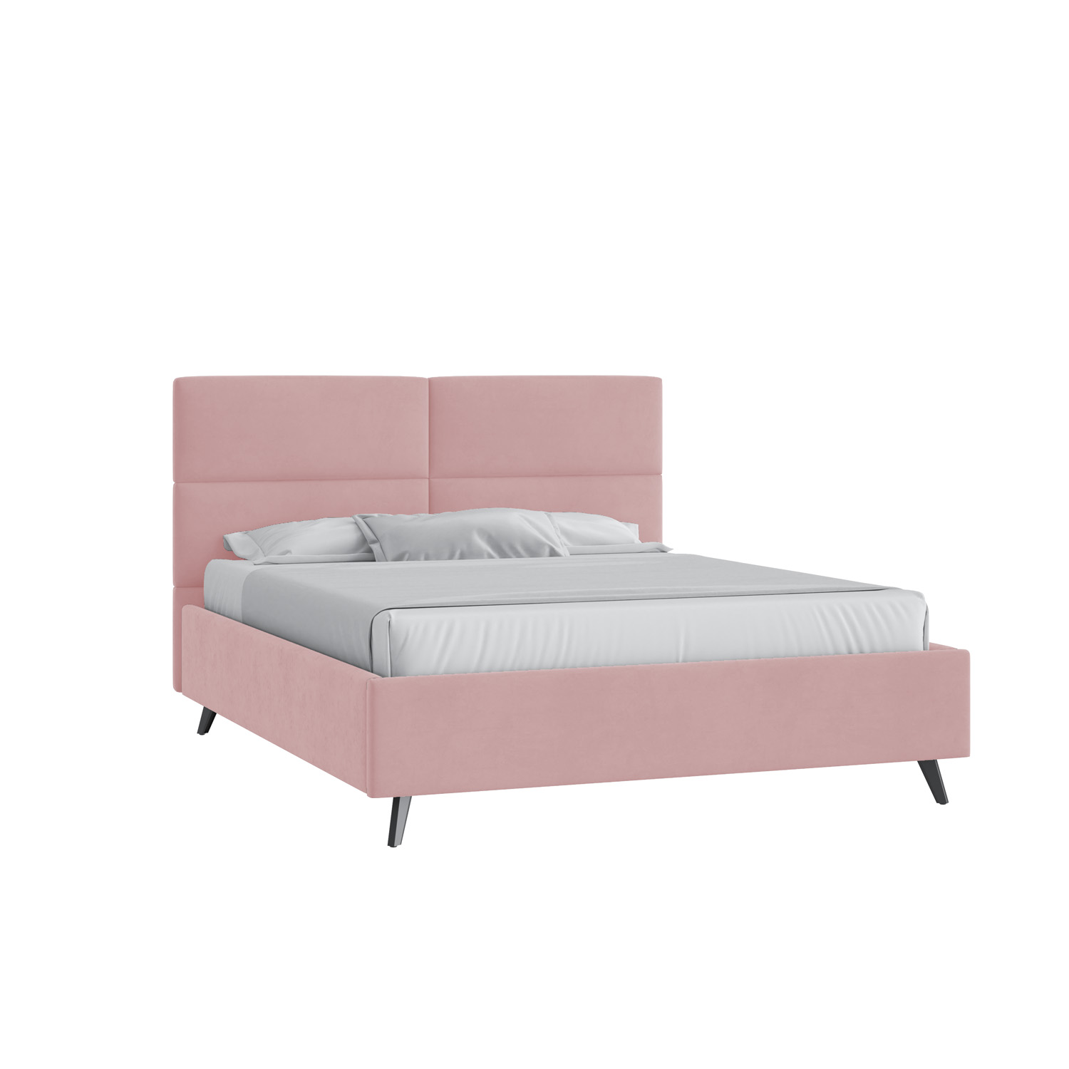 Кровать Тренд малое изголовье 160х200 Микровелюр Инфинити 12 розовый с высокими опорами