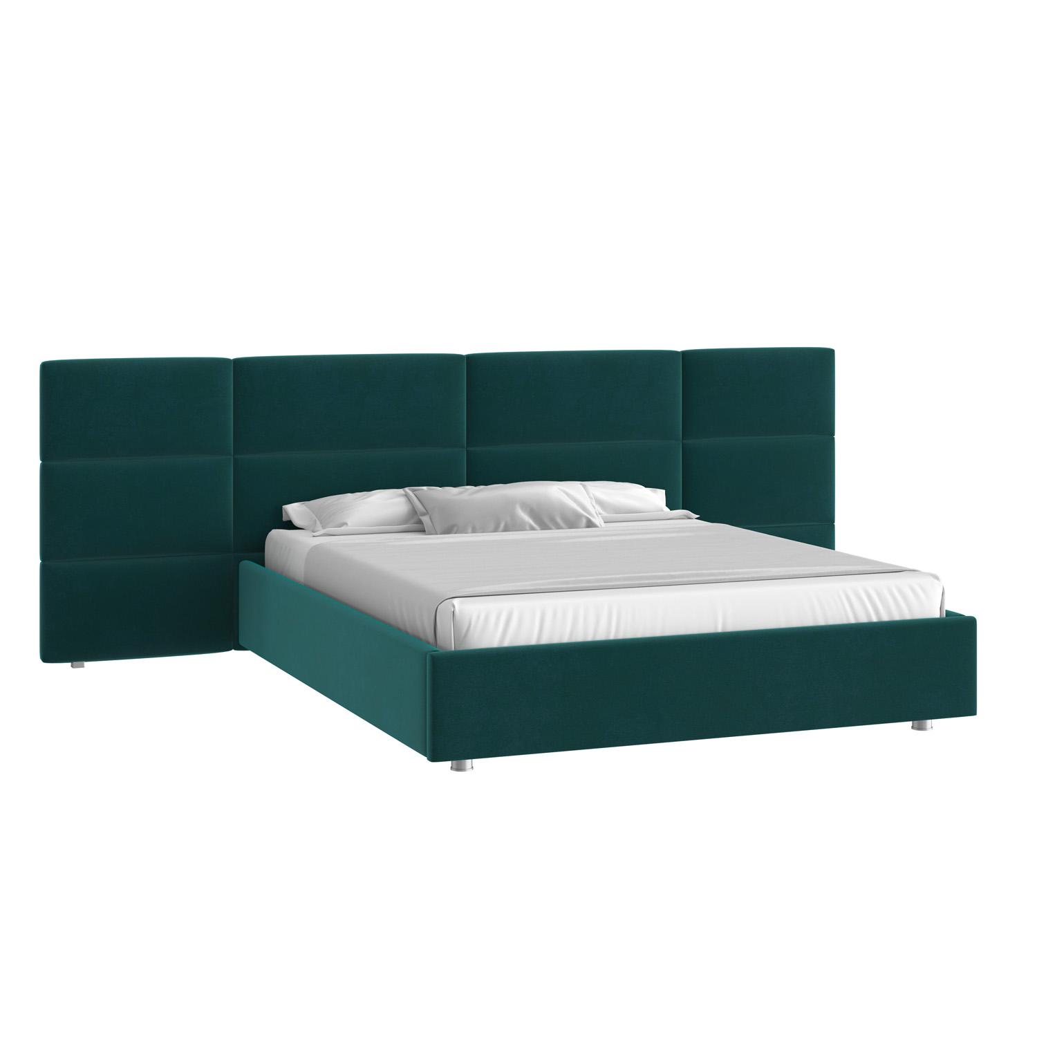 Кровать Тренд большое изголовье 160х200 Микровелюр Инфинити 10 изумрудный