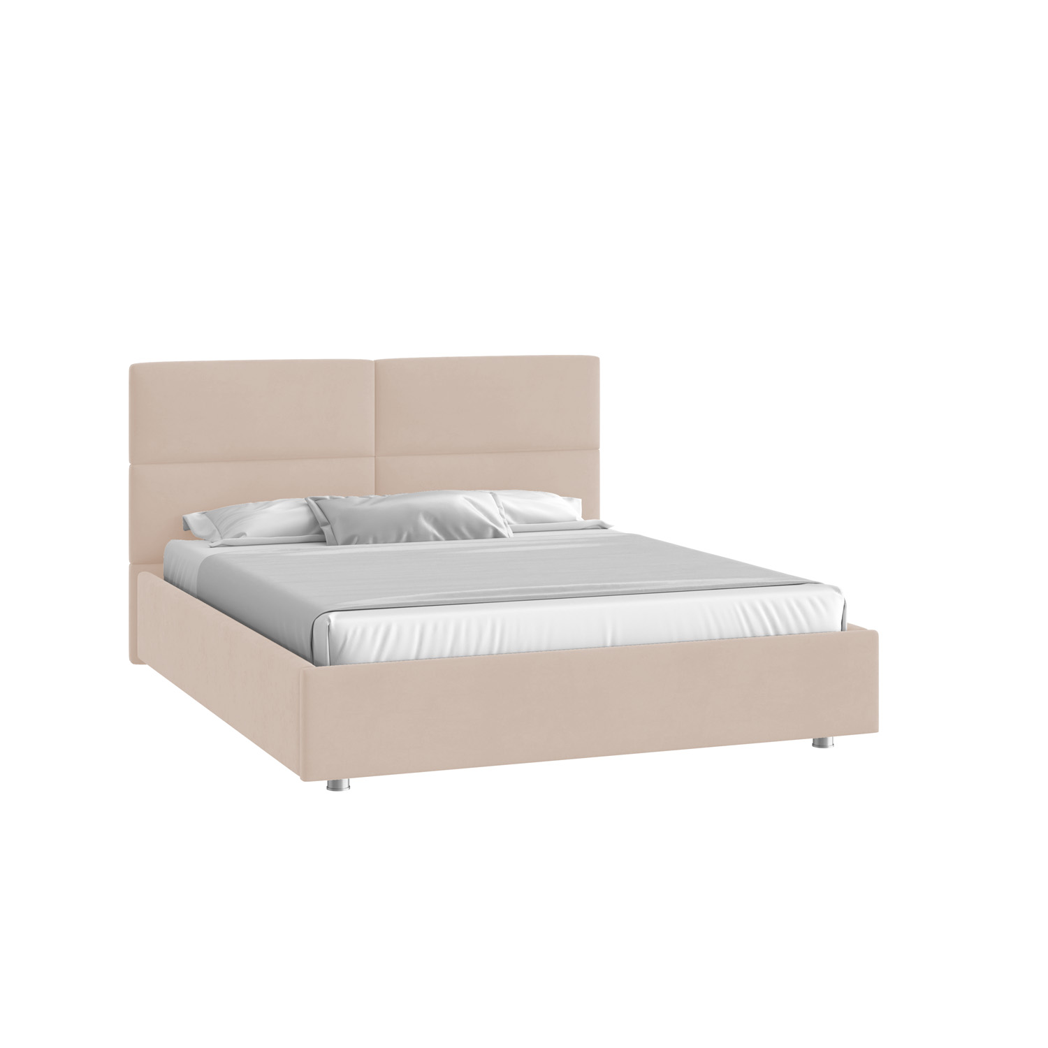 Кровать Тренд малое изголовье 160х200 Велюр Гелакси 602 кремовый с подъемным механизмомс низкими опорами