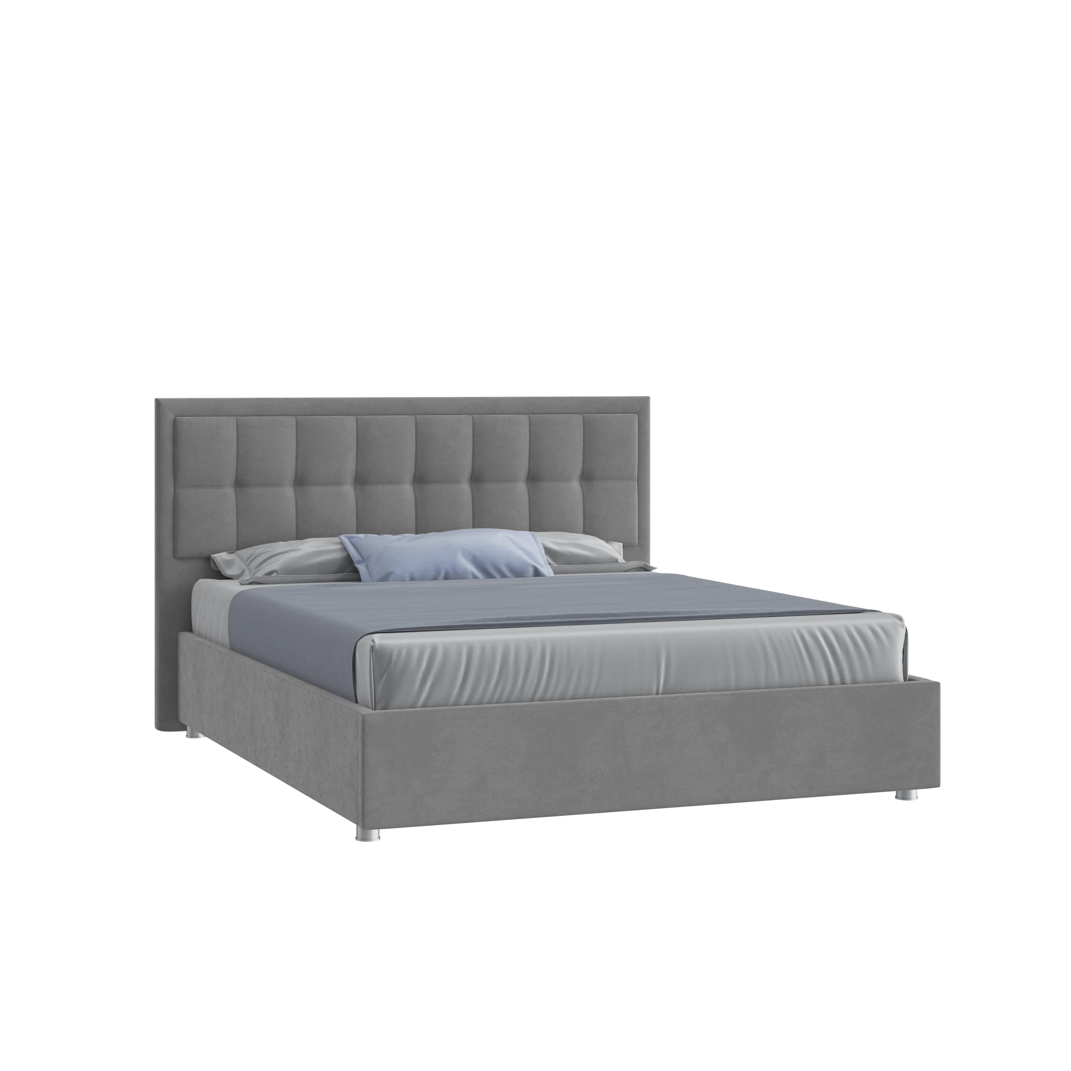 Кровать Аккорд 160х200 Микровелюр Инфинити 01 серый с подъемным механизмом на низких опорах