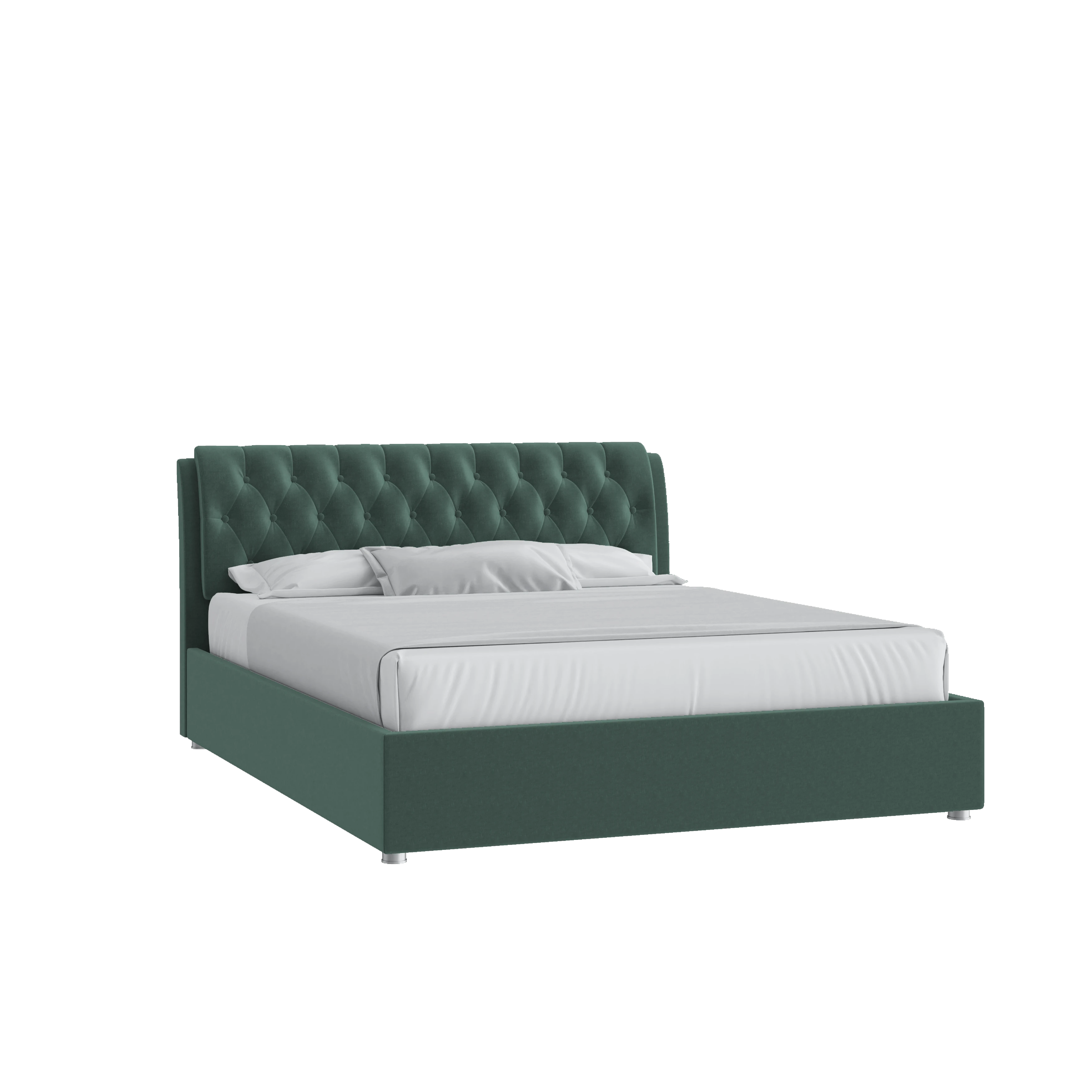 Кровать Алиса 160х200 Микровелюр Каприз 37 зеленый