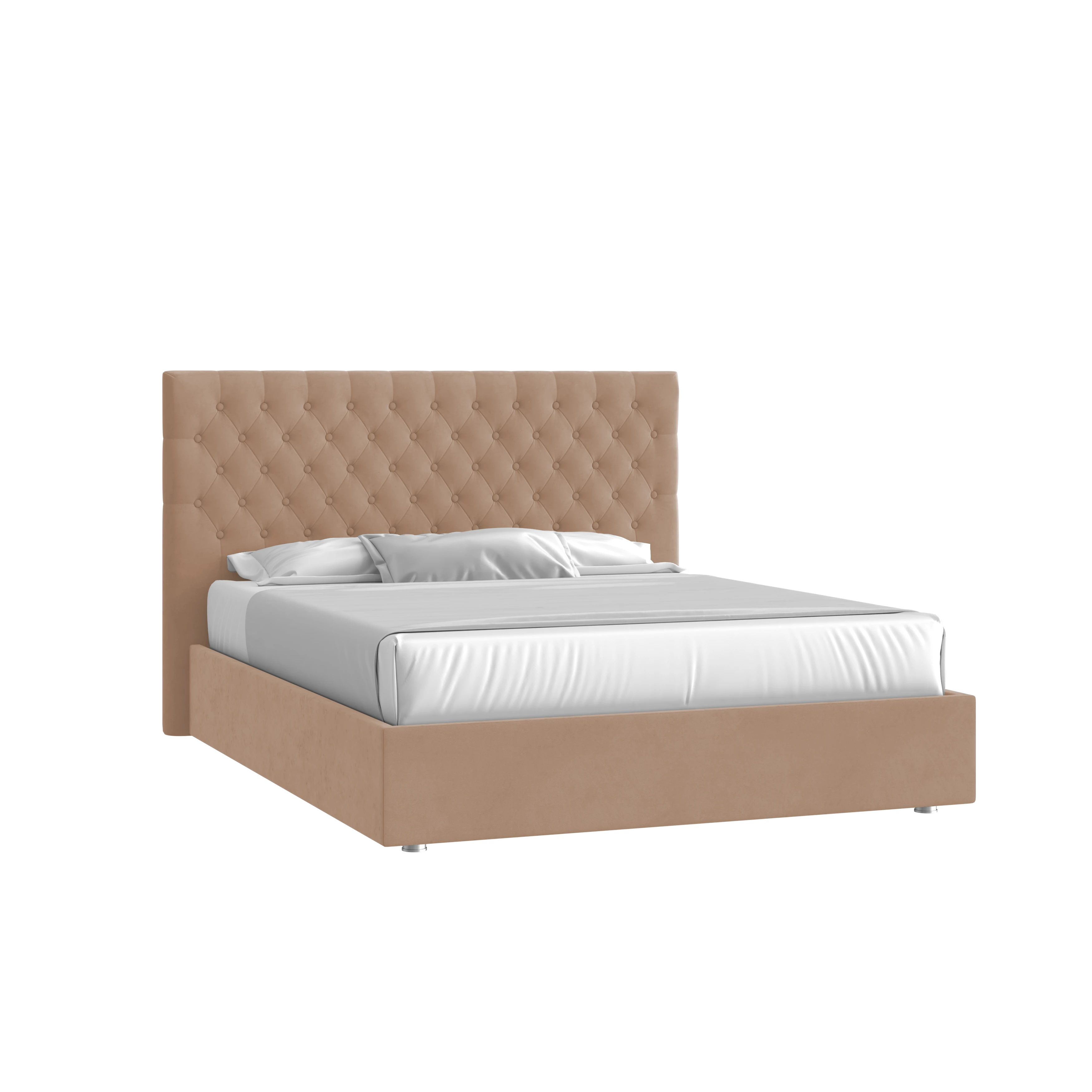 Кровать Грация 160х200 Велюр Гелакси 605 бежевый с подъемным механизмом