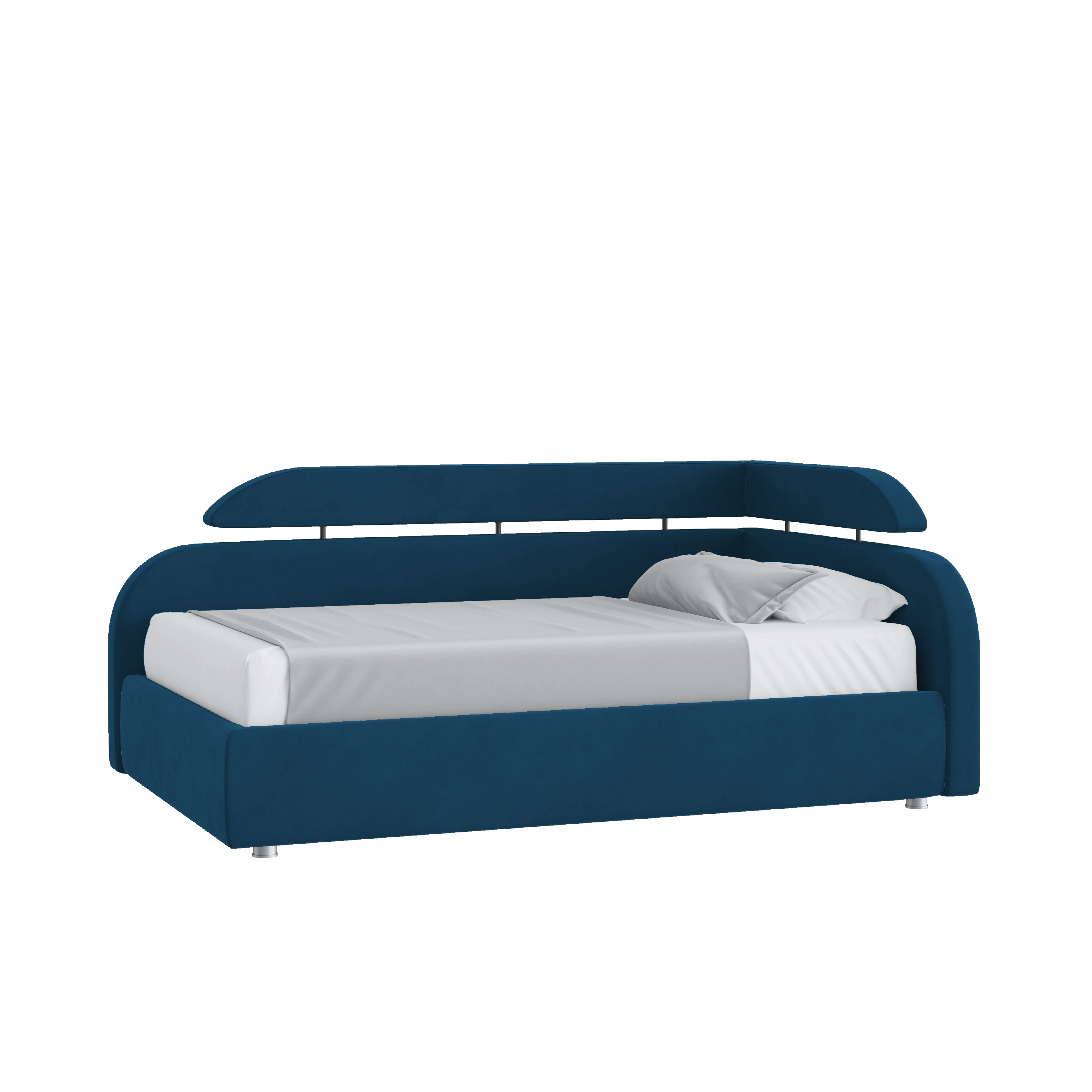 Кровать Рио с подъемным механизмом 90х190 Велюр Гелакси 027 синий с подъемным механизмом