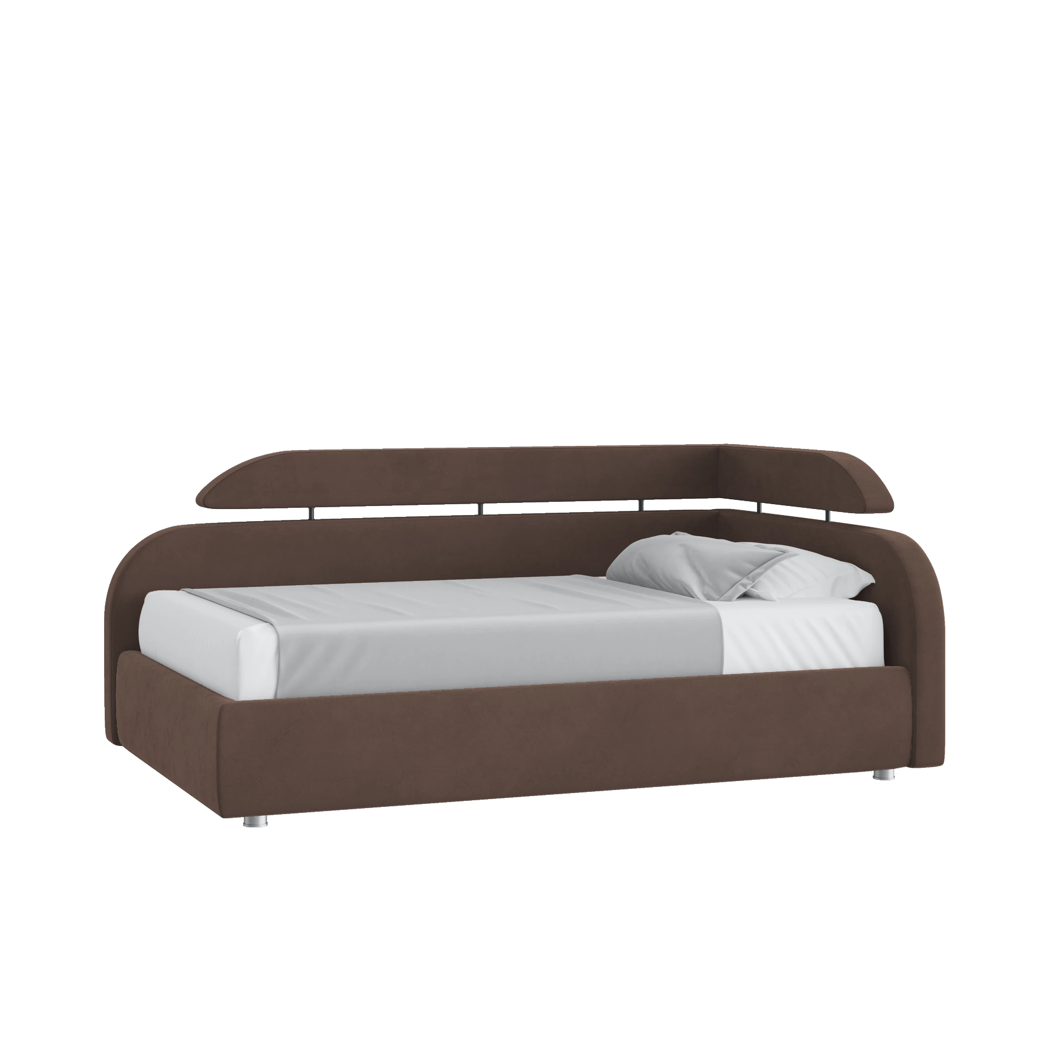 Кровать Рио с подъемным механизмом 90х200 Микровелюр Инфинити 04 шоколад с подъемным механизмом