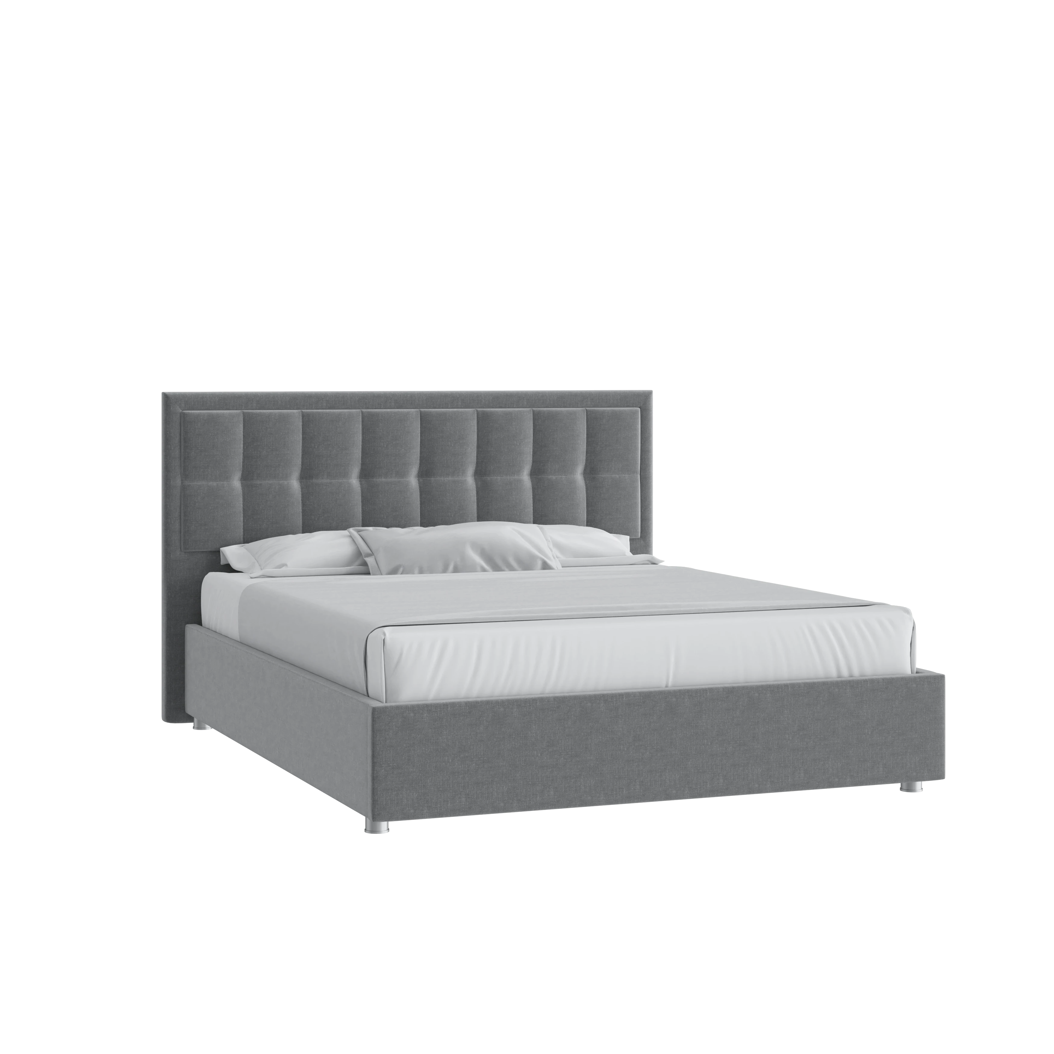 Кровать Аккорд 160х200 Микровелюр Каприз 90 серый с подъемным механизмом на низких опорах