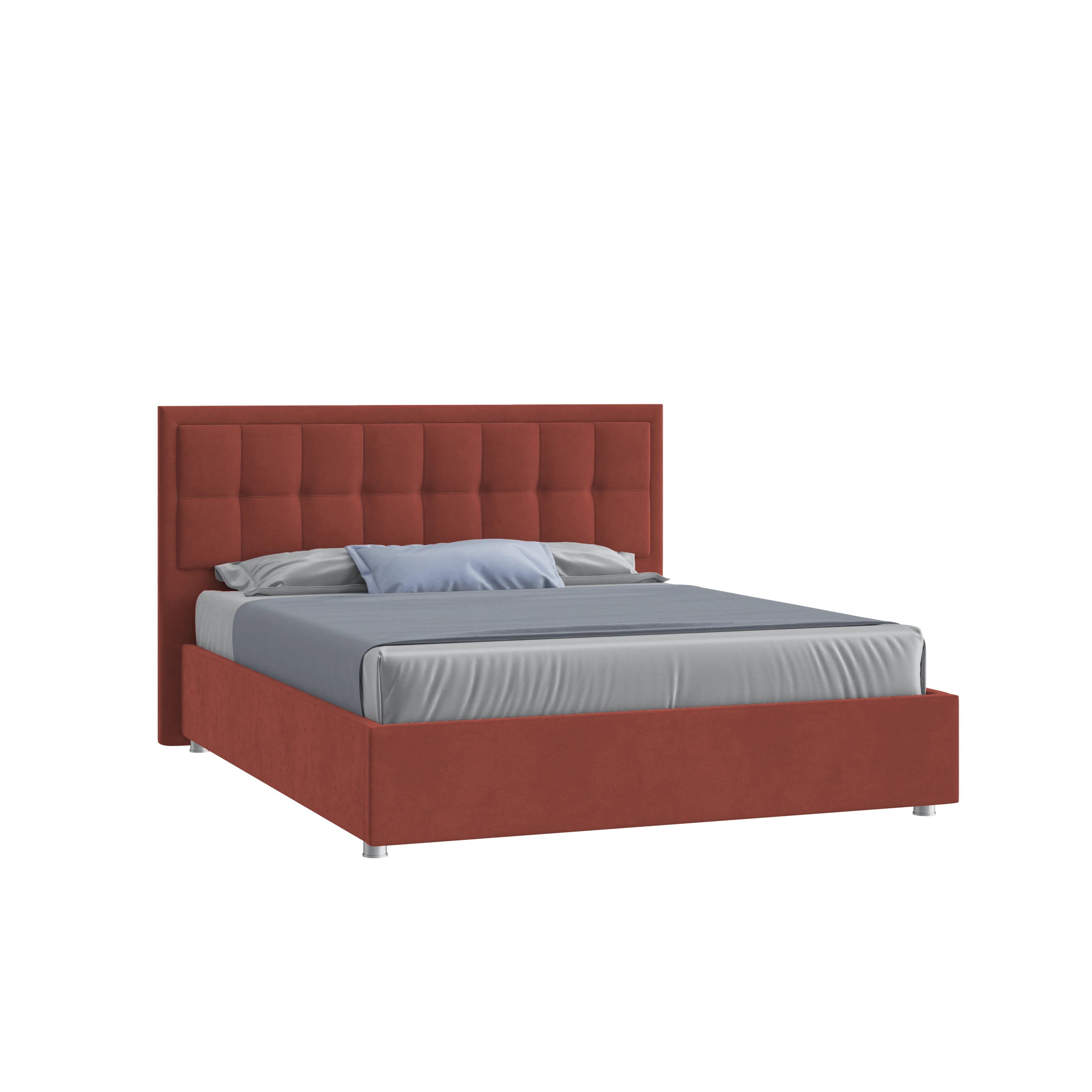 Кровать Аккорд 160х200 Велюр Гелакси Плюс 41 Кирпичный с подъемным механизмом на низких опорах
