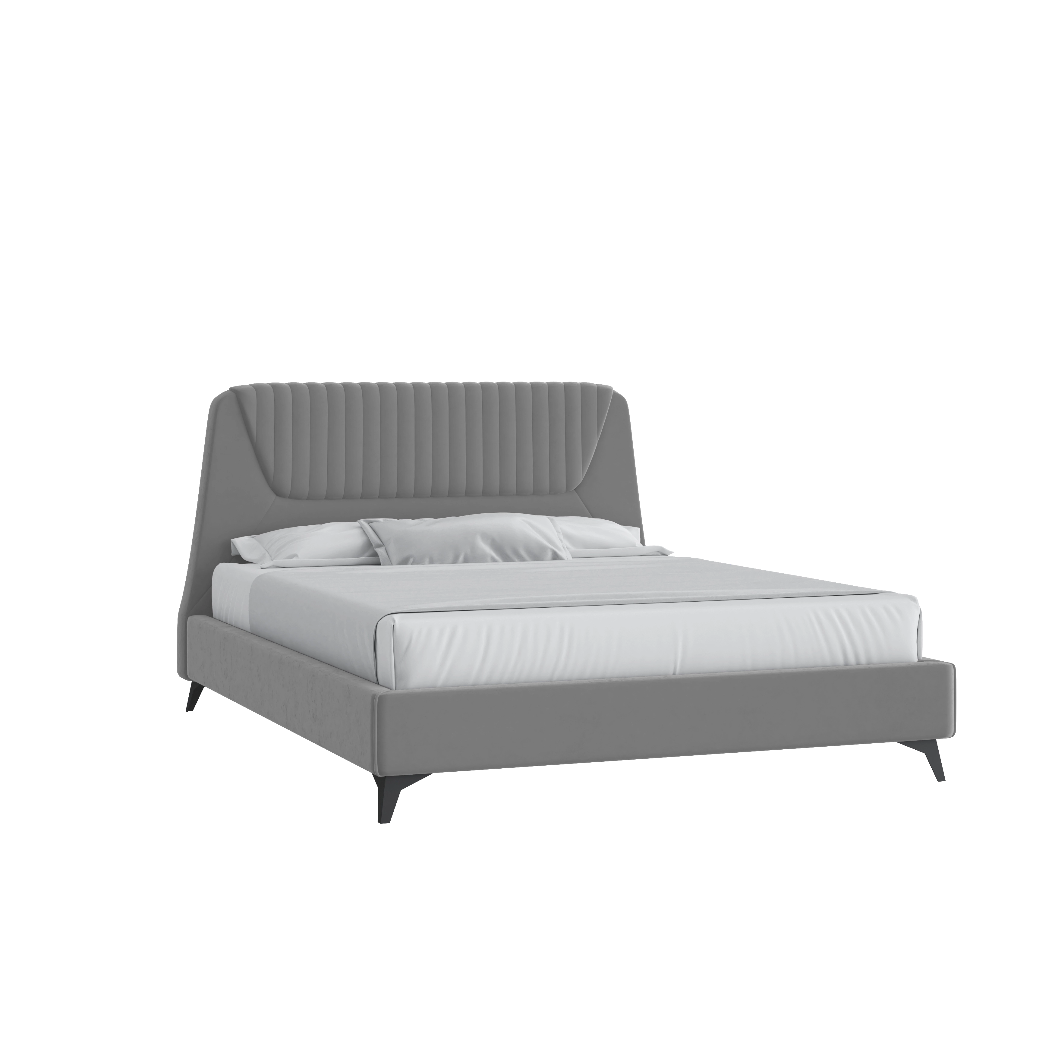 Кровать Муза 160х200 Микровелюр Инфинити 01 серый с подъемным механизмом