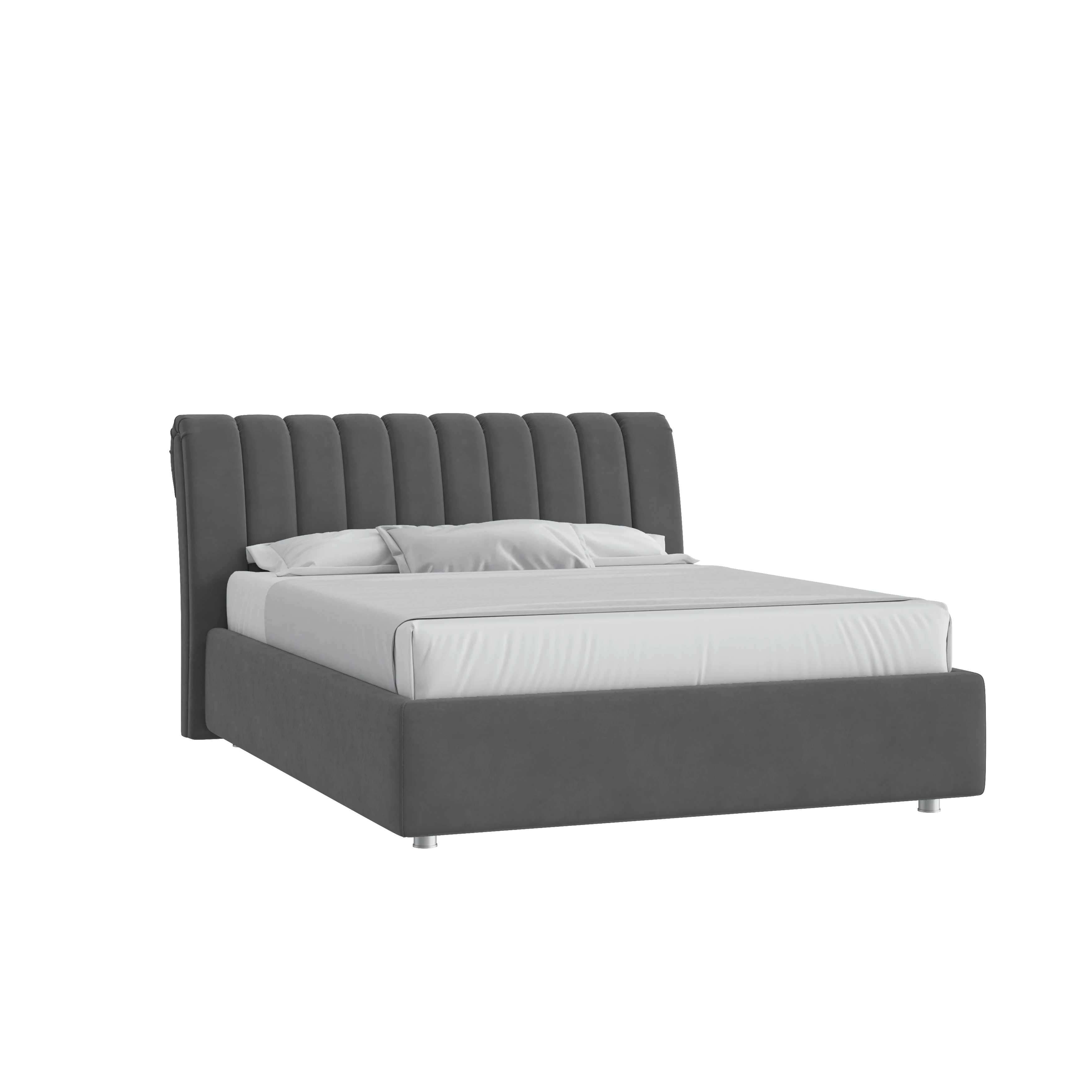 Кровать Верди 160х200 Микровелюр Инфинити 02 темно-серый с подъемным механизмом