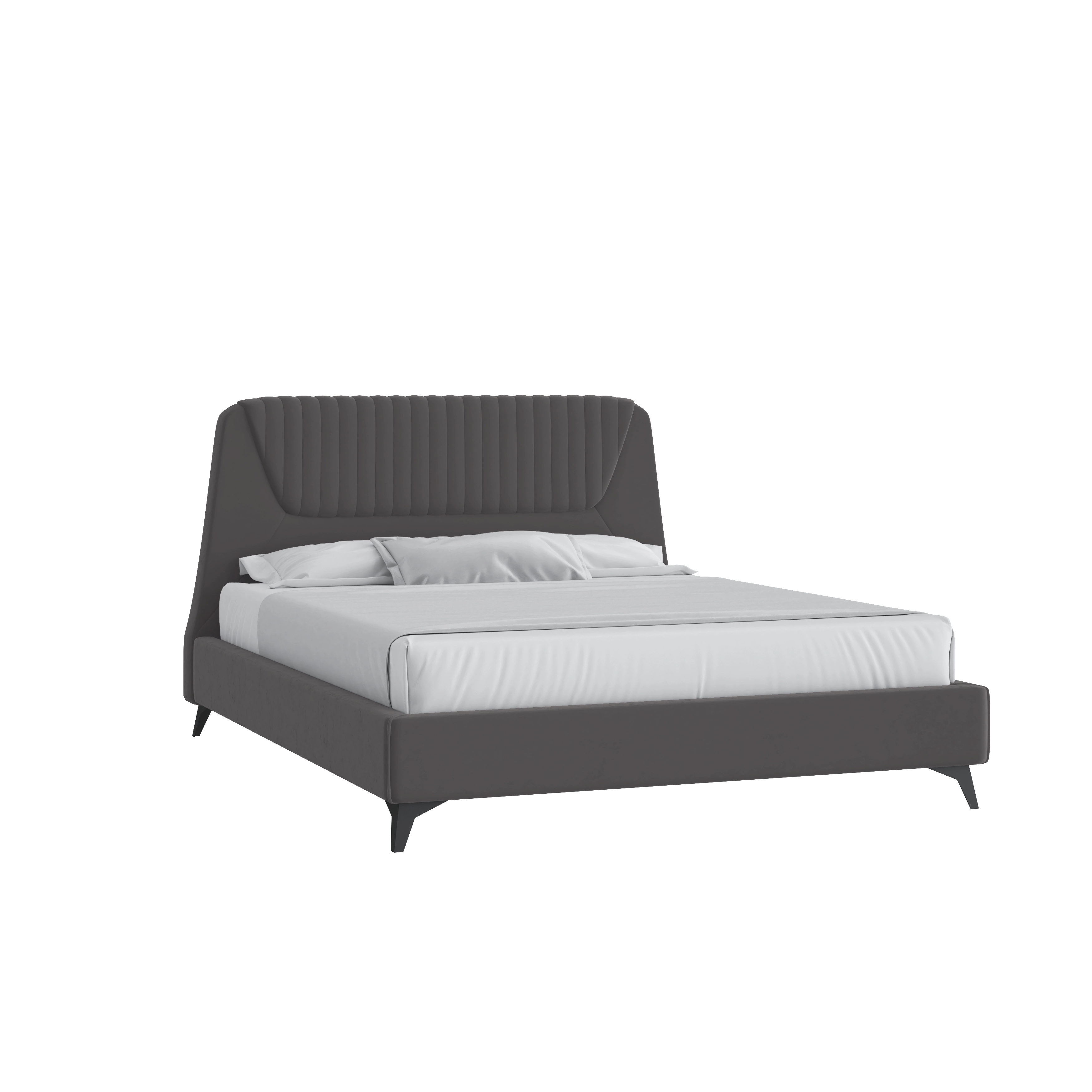 Кровать Муза 160х200 Микровелюр Инфинити 02 темно-серый с подъемным механизмом