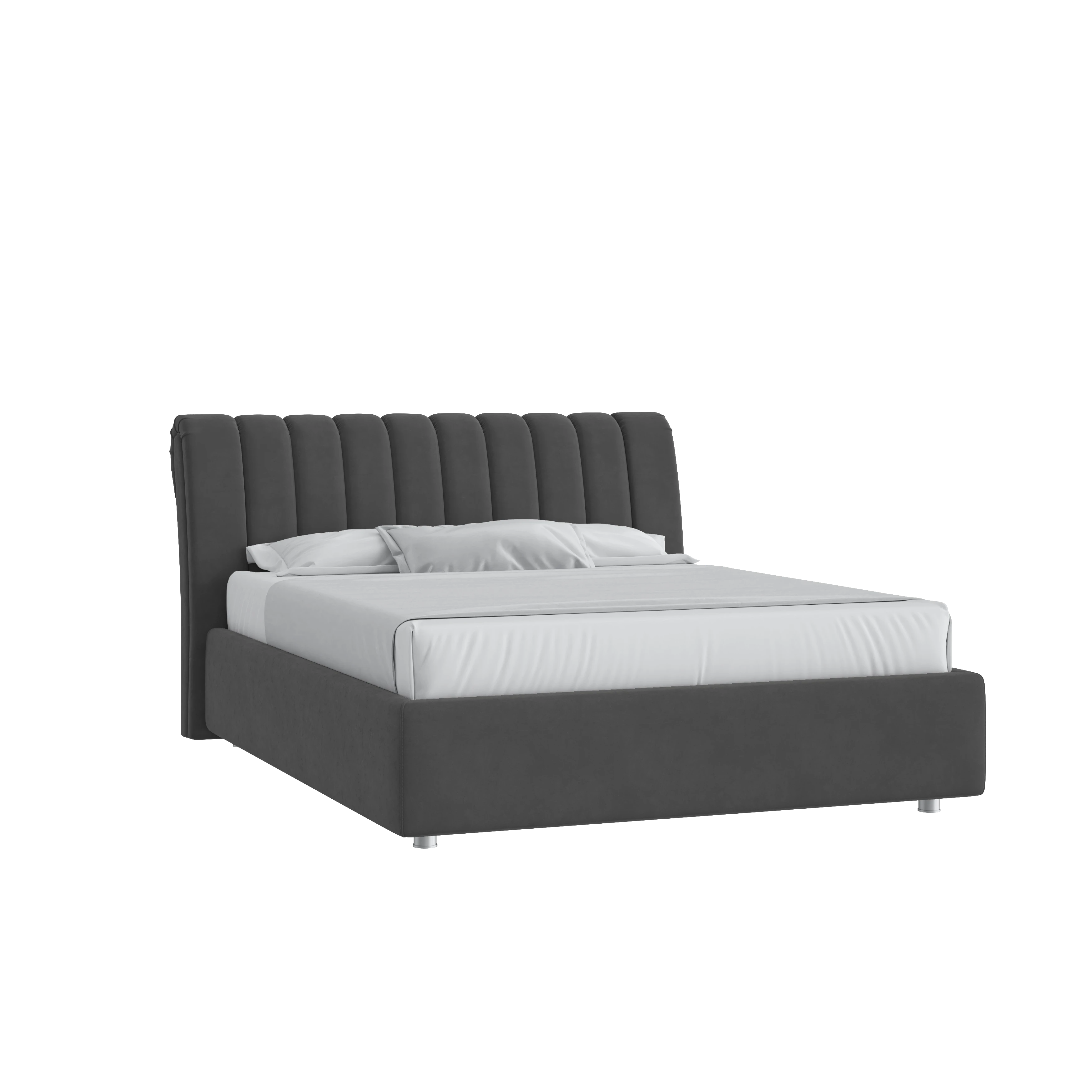 Кровать Верди 160х200 Велюр Гелакси 011 серо-стальной с подъемным механизмом