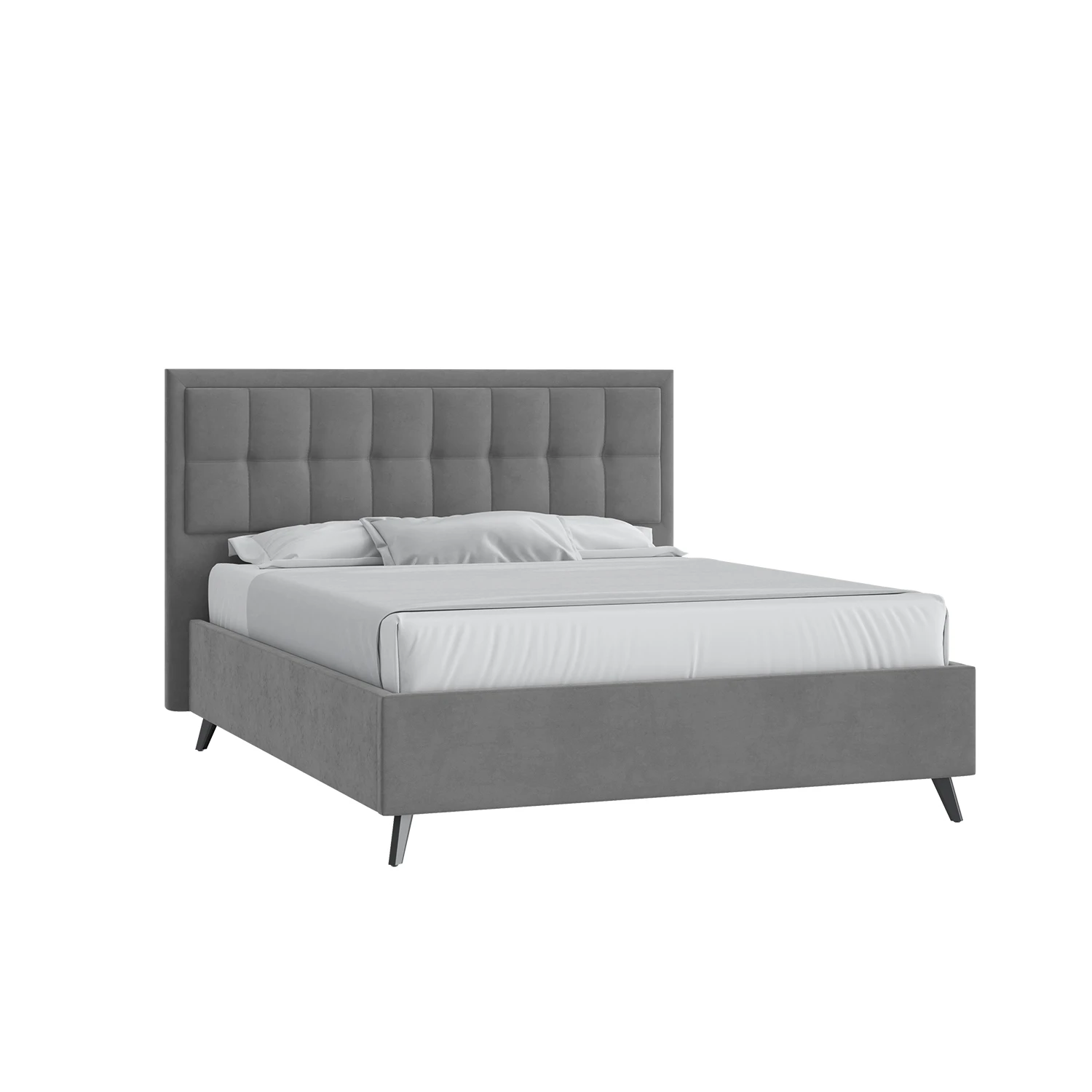 Кровать Аккорд 160х200 Микровелюр Инфинити 01 серый с подъемным механизмом на высоких опорах