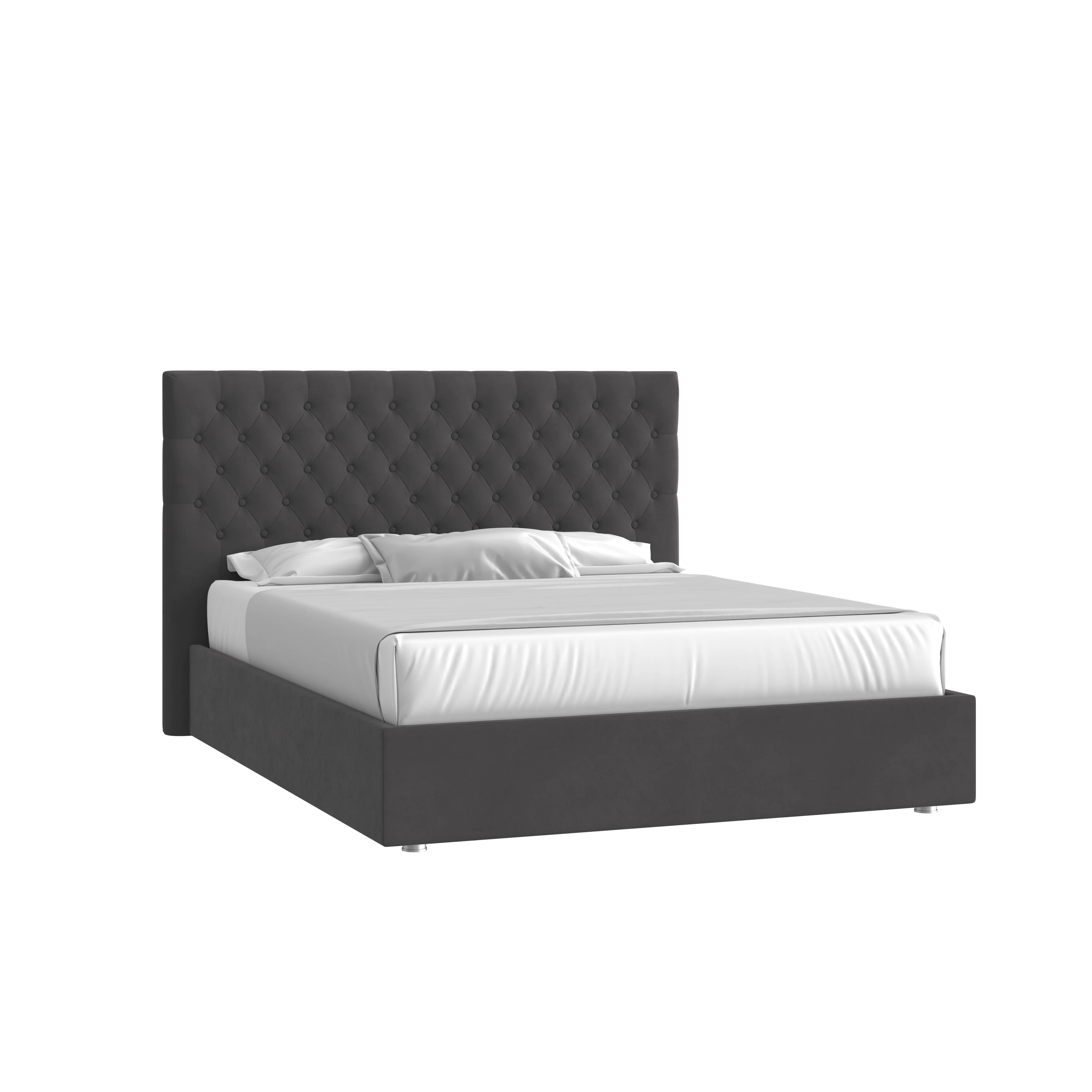 Кровать Грация 160х200 Велюр Гелакси 011 серо-стальной с подъемным механизмом