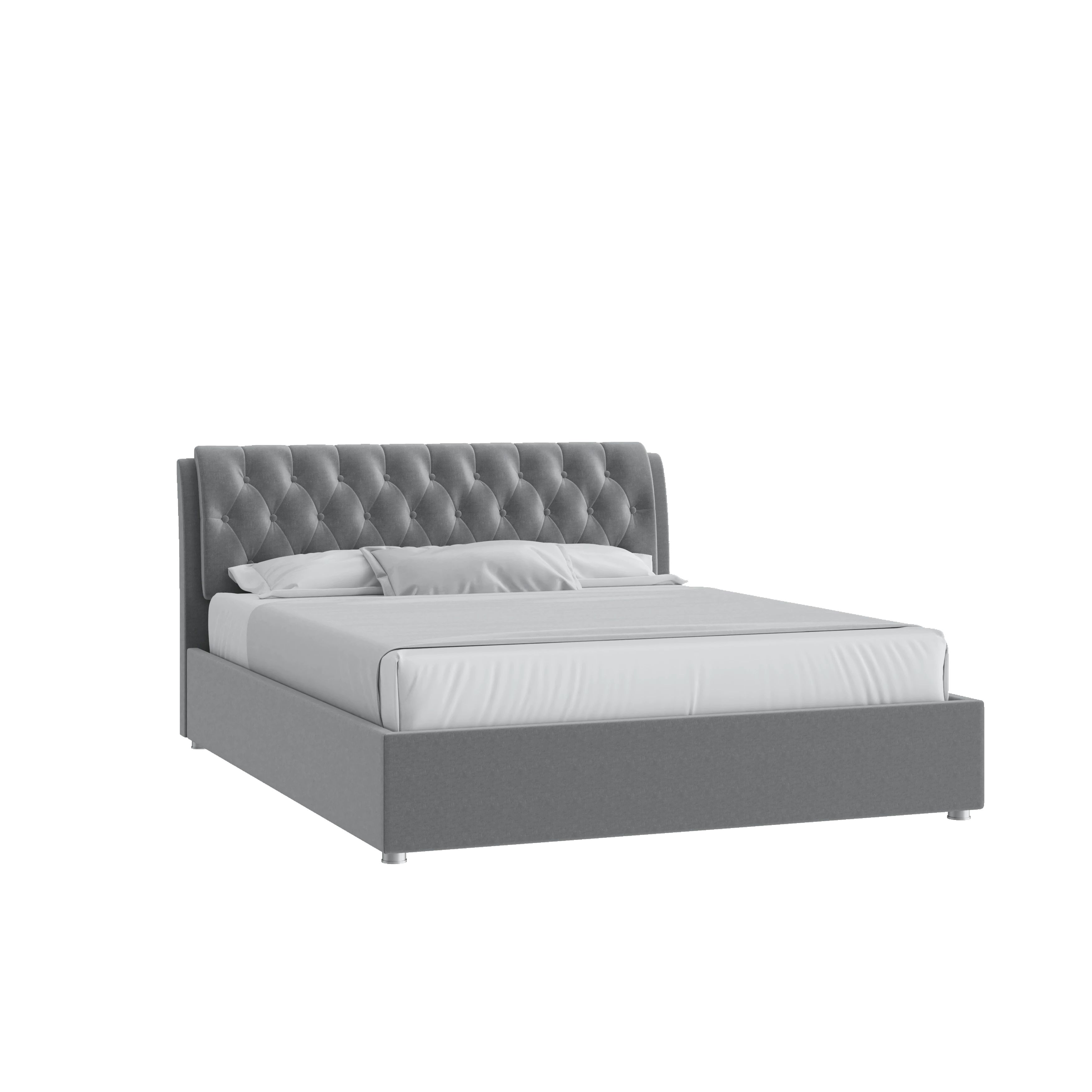 Кровать Алиса 160х200 Микровелюр Каприз 90 серый