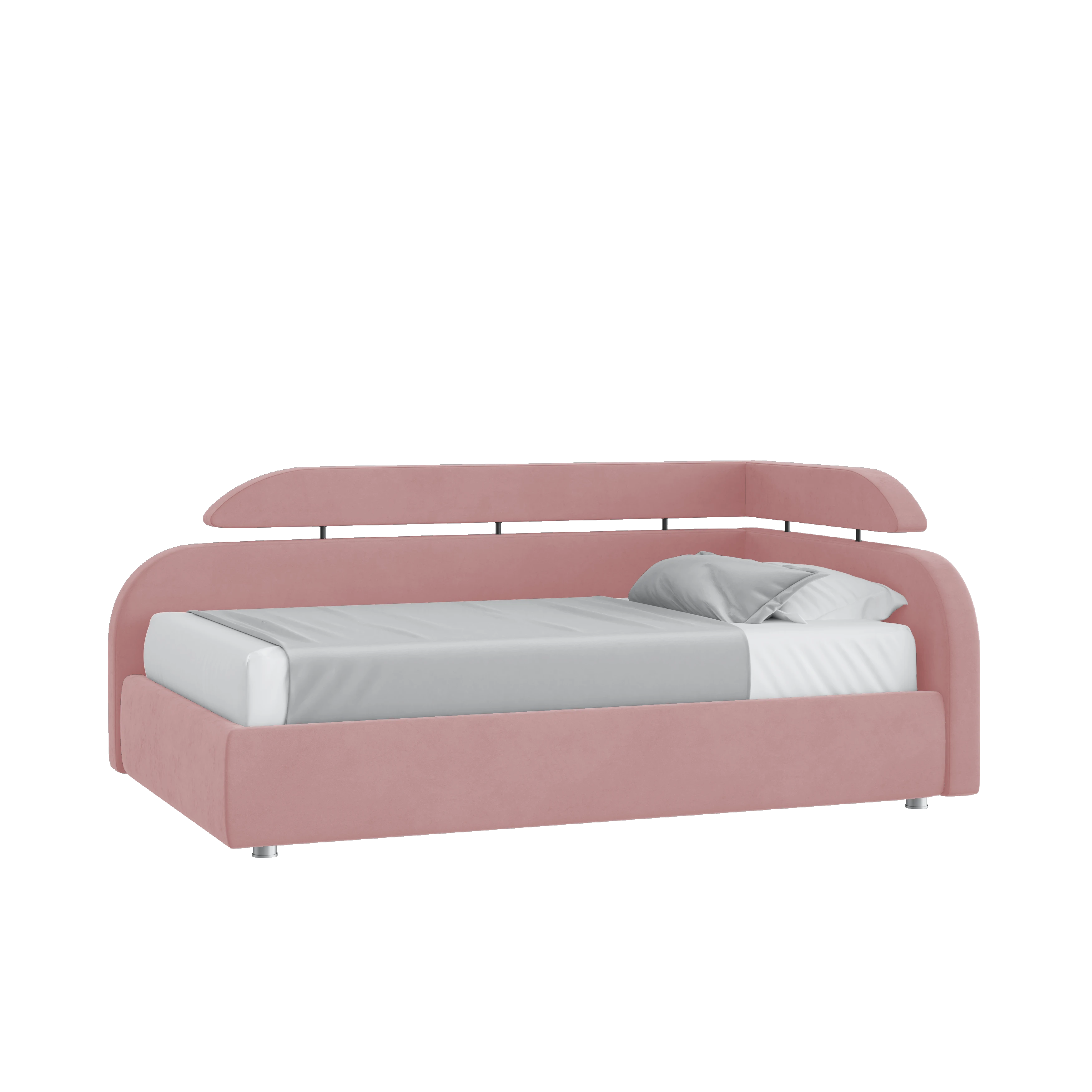 Кровать Рио с подъемным механизмом 120х190 Микровелюр Инфинити 12 розовый с подъемным механизмом