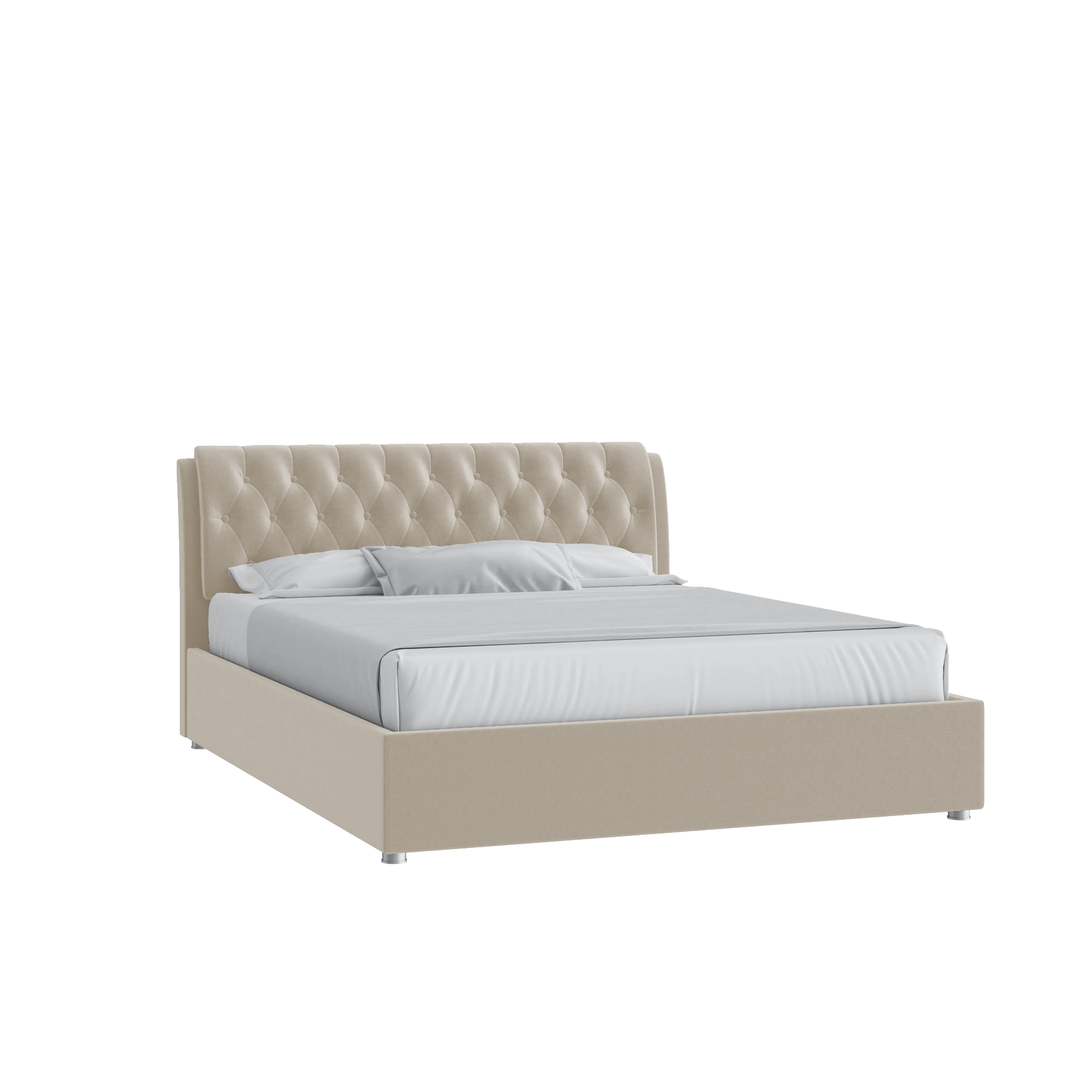 Кровать Алиса 160х200 Микровелюр Каприз 06 бежевый